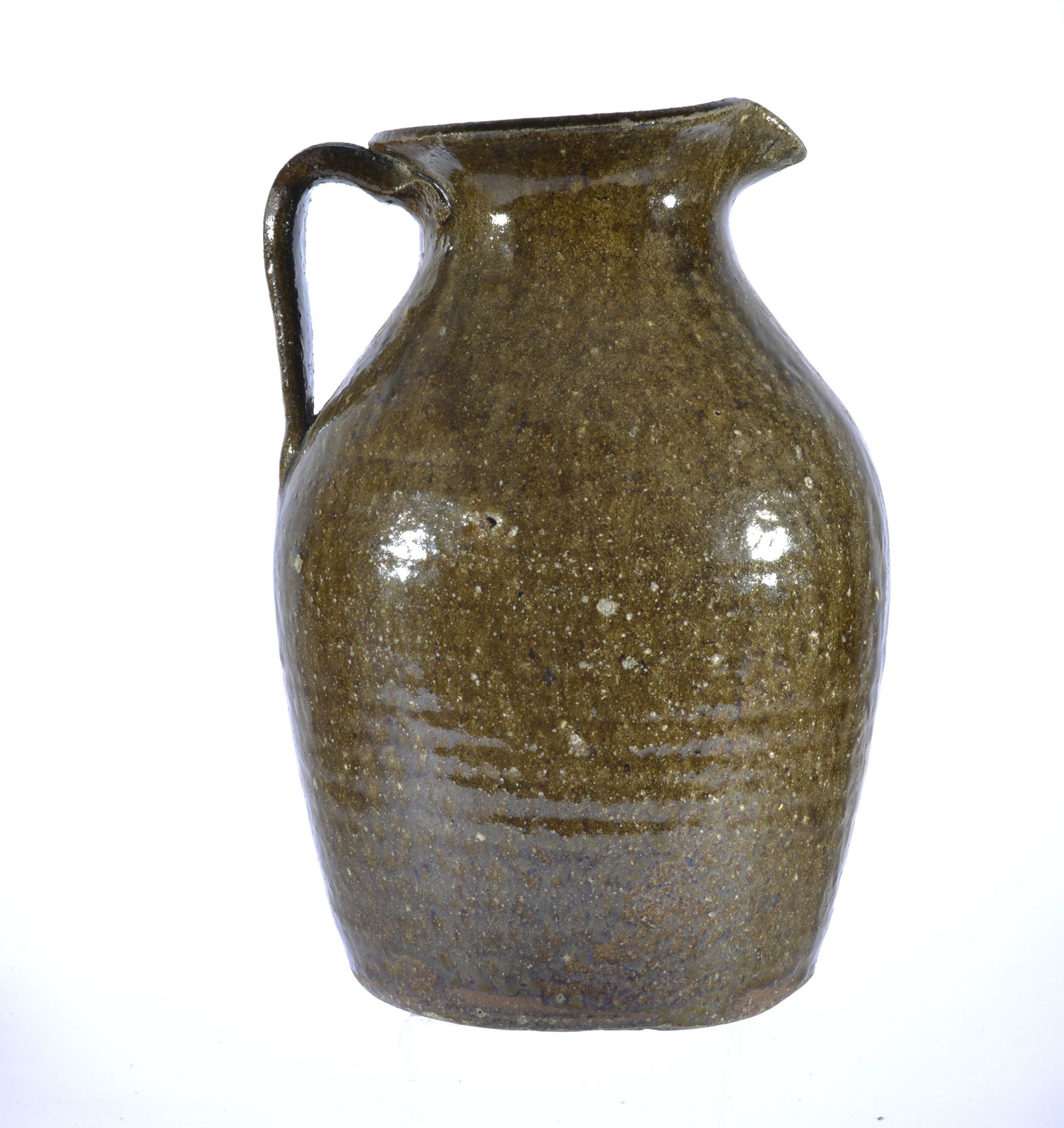 CASEY MEADERS (attr) RARE ALKALINE GLAZE PITCHER CATAWBA CO NC: Casey Meaders (b1881-d1945), brother of Cheever Meaders, started making pots in N Georgia prior to 'migrating' to NC. There are many stories regarding Casey which have been told, but we will keep to b