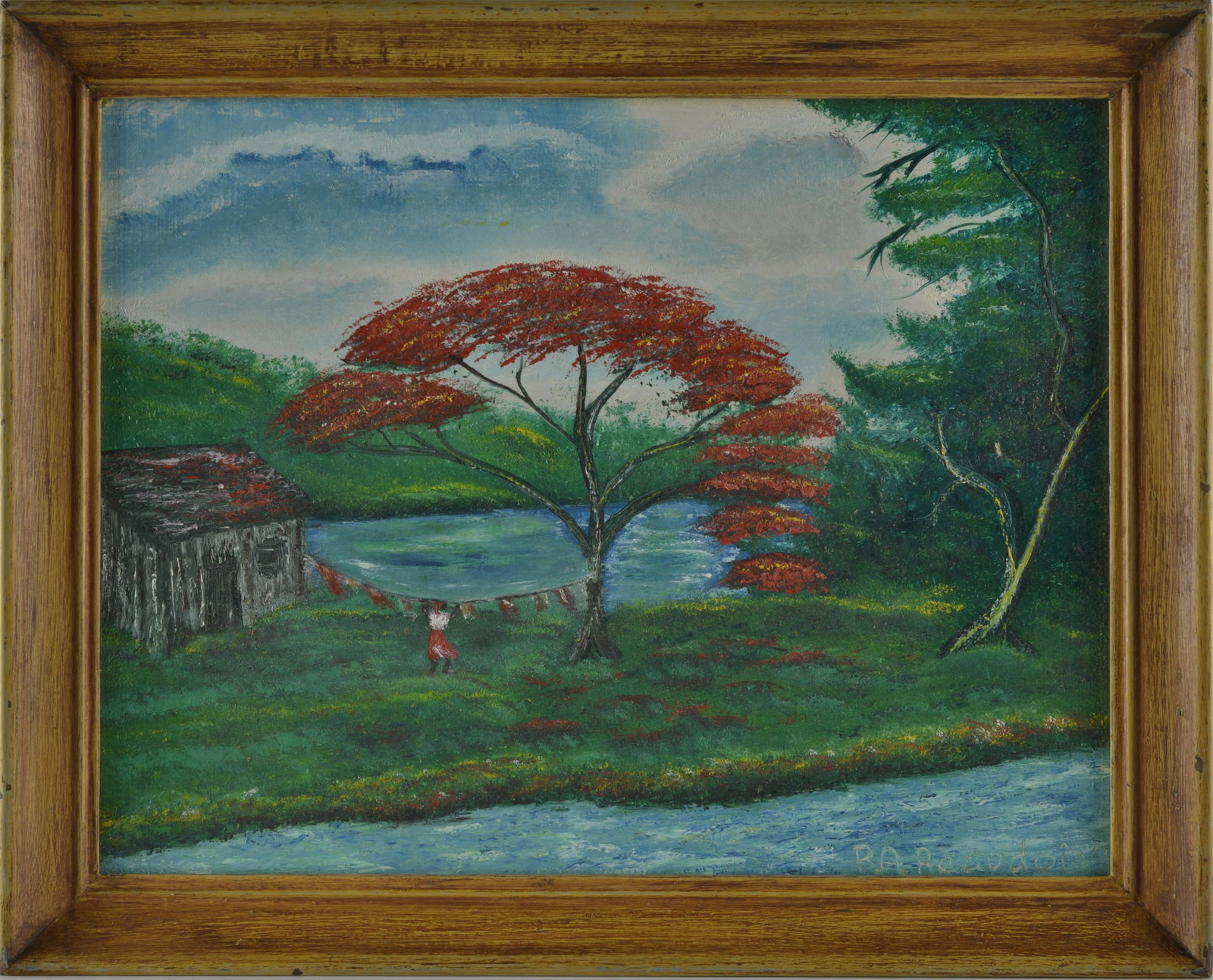 RA Reaudoin Painting: framed, signed lower right. Framed to 20.75" wide and 16.5" tall.