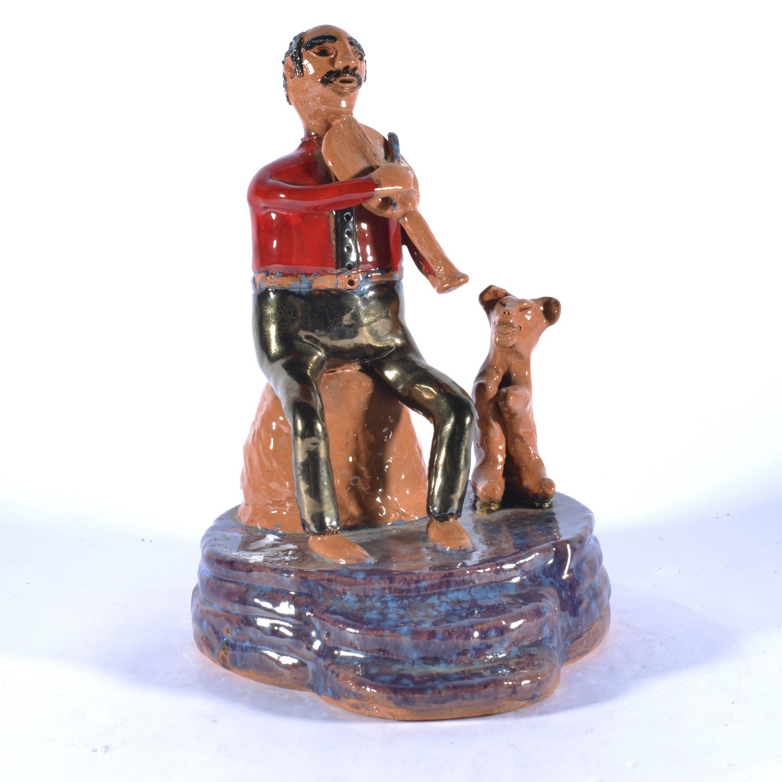 ELLEN MARTIN TRULY ONE-OF-A-KIND POTTERY FIGURAL SCENE 2004: Ellen Martin was the daughter of self taught artist Carrie Graves of Eden NC. Ellen died in 2004 in her 40s. She did not have a kiln and would fire her work with Charles Moore through friends. Charles