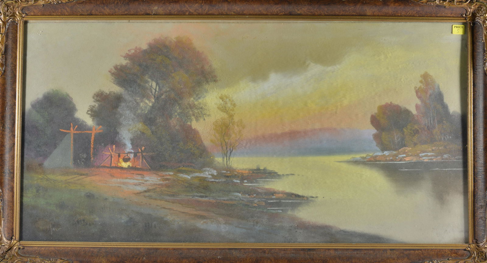 ALBERT GLATTHAAR PIONEER CAMP SCENE ALONG RIVER (1 of 1)