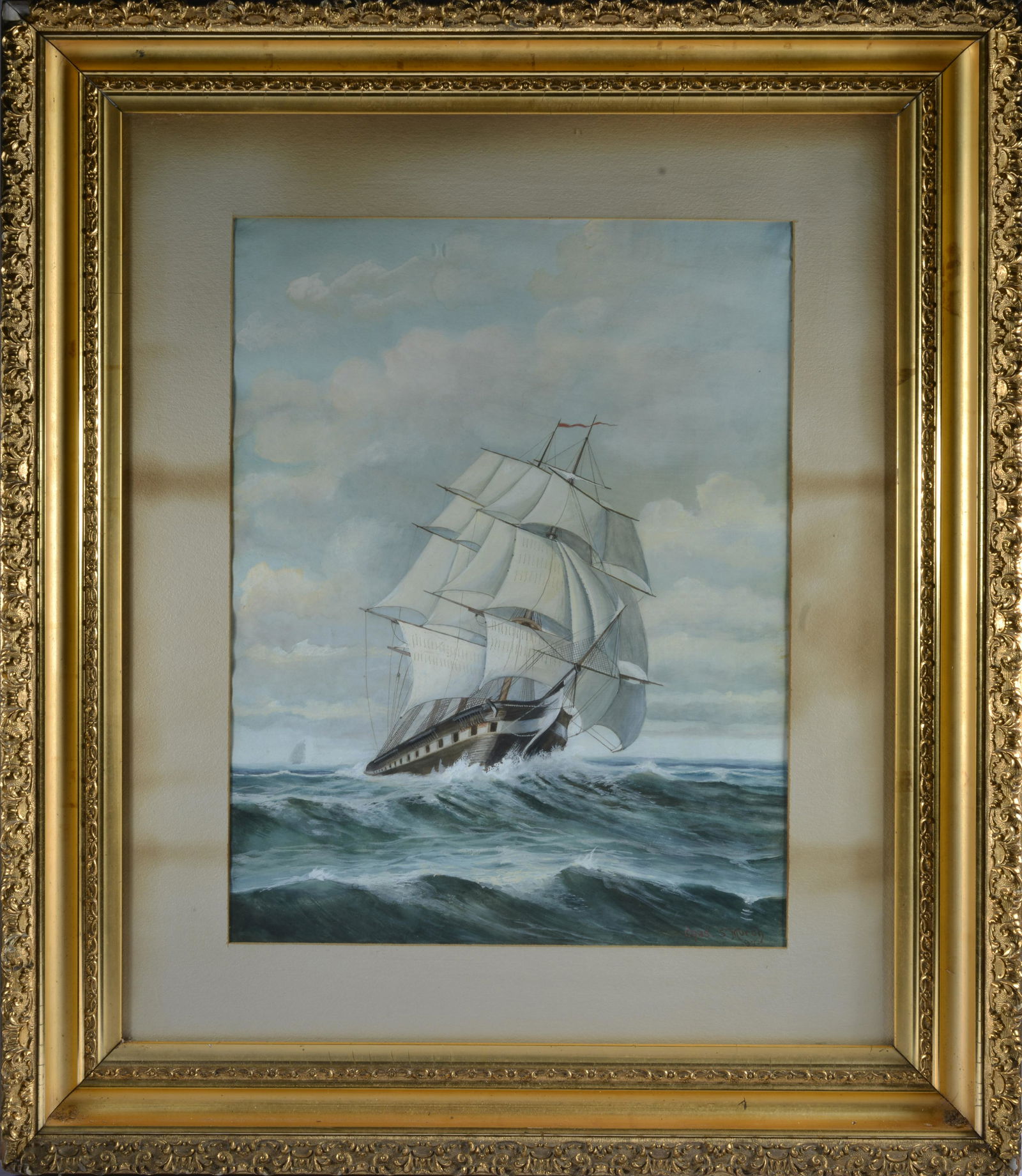 CHARLES S MURCH SAILING SHIP CROSSING CHOPPY SEAS 1897 (1 of 2)