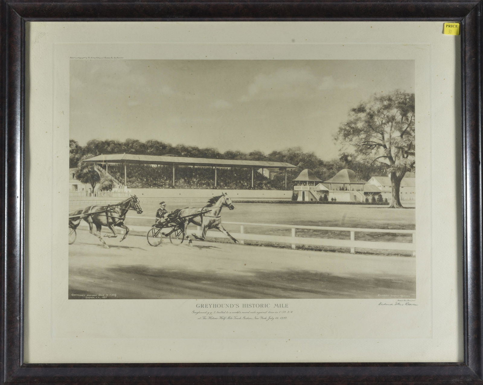 RICHARD STONE REEVES GRAYHOUNDS HISTORIC MILE IN 1937, printed 1955 (1 of 1)