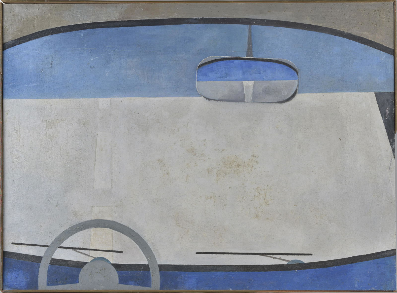 ANN CARTER POLLARD 'THROUGH THE REARVIEW MIRROR WHERE I'VE BEEN' 1966: oil on masonite. Not apparently signed but is part of the Pollard's Highway series of paintings (see lot #435). The painting is titled & dated August 1966. Pollard (b1930-d2016) was the last living of