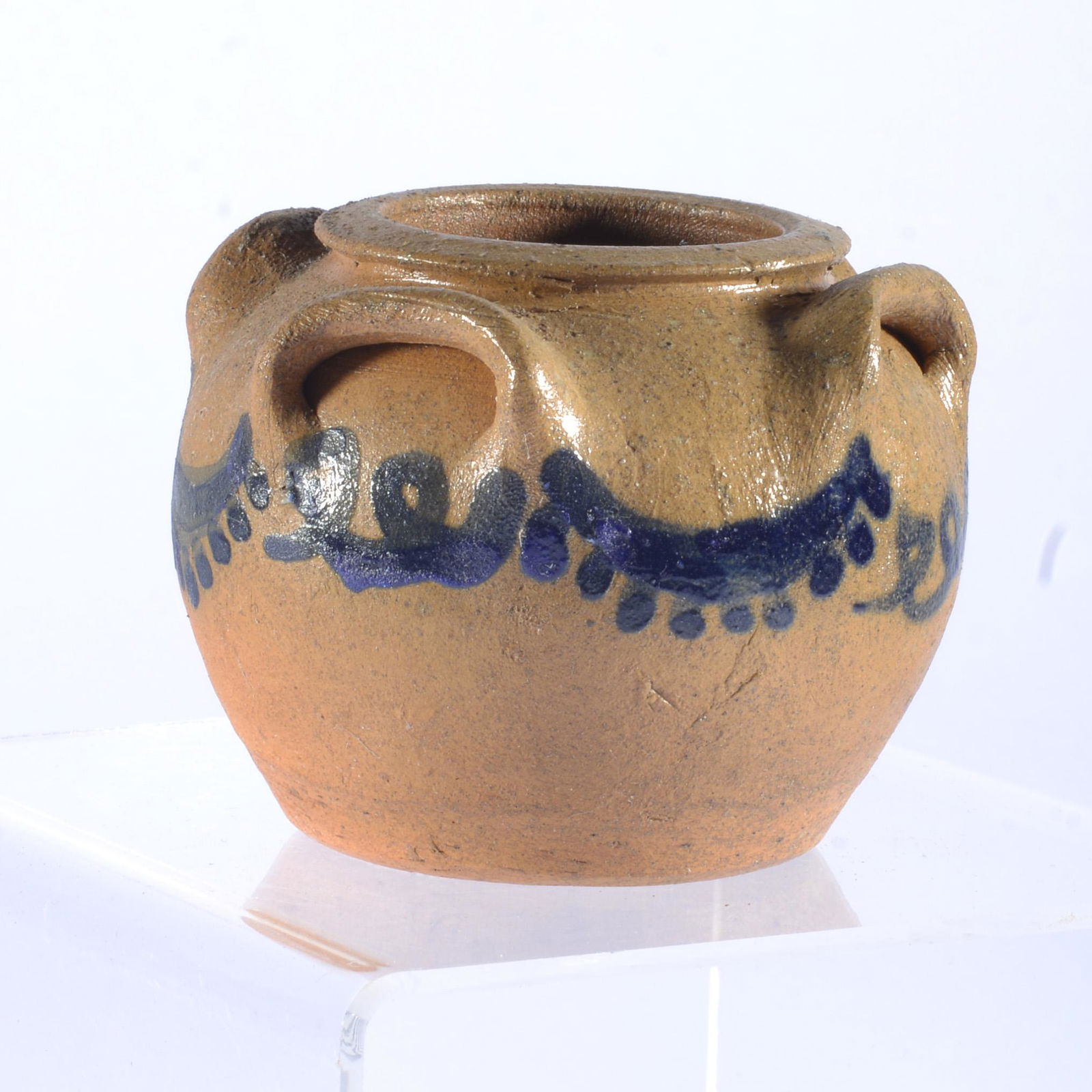 Billy Ray Hussey Miniature Swag Decorated 4 Handle Crock (1 of 4)