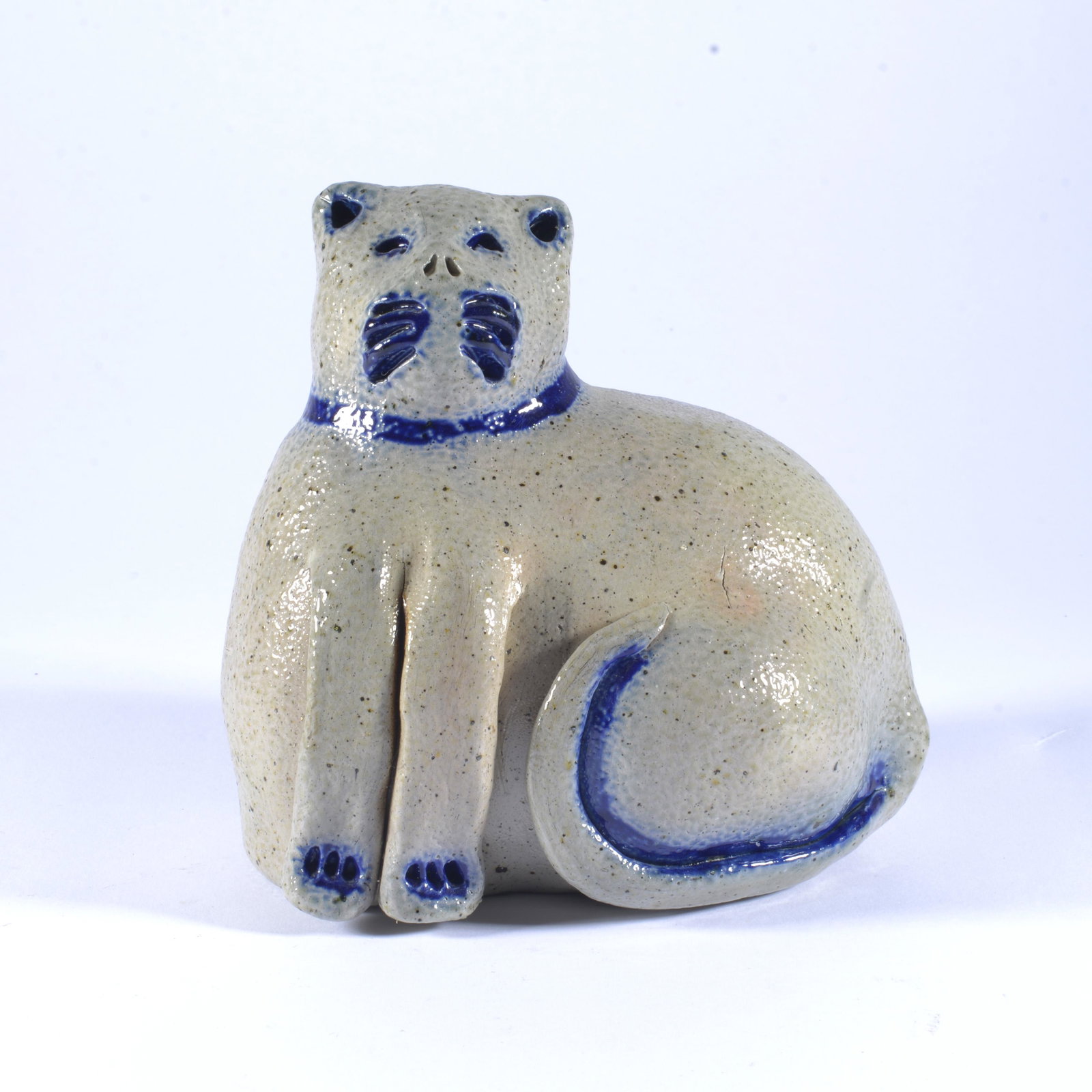 Billy Ray Hussey Salt Glaze Cat Figural Doorstop: Billy Ray Hussey has turned various versions of this style. It would not be a signature pot, but he definitely likes to make. Hard to exactly determine the year; also could have been made as special o