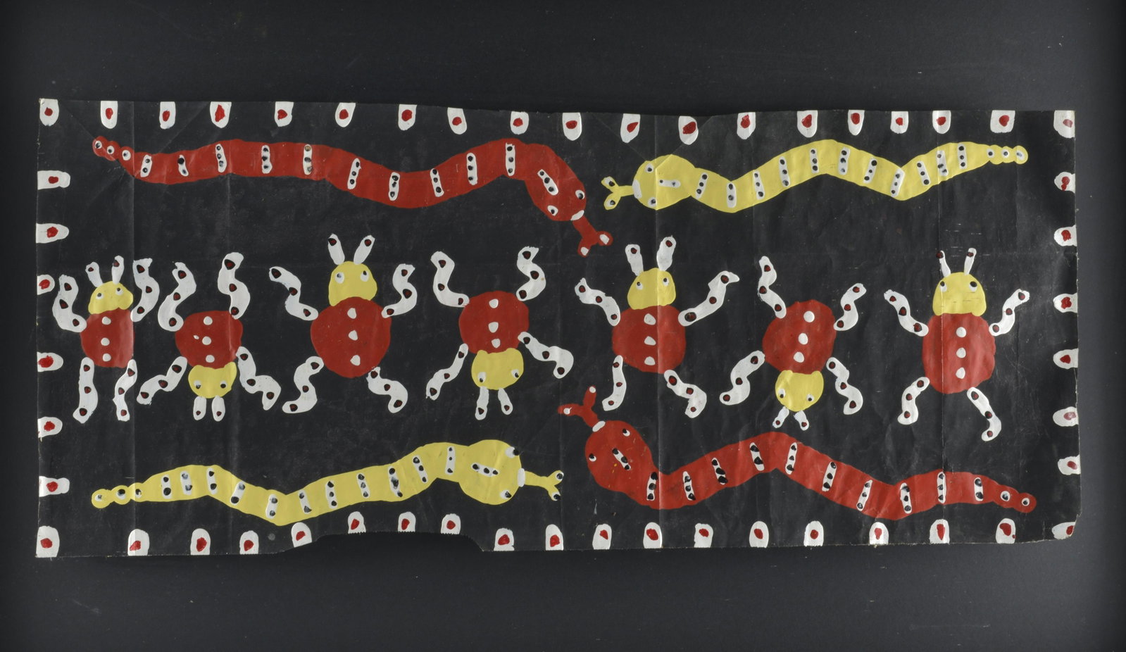 Richard Burnside: paint on paper, mounted to wooden frame, not signed- 38"W x 16"H Framed to 44"W x 27"H