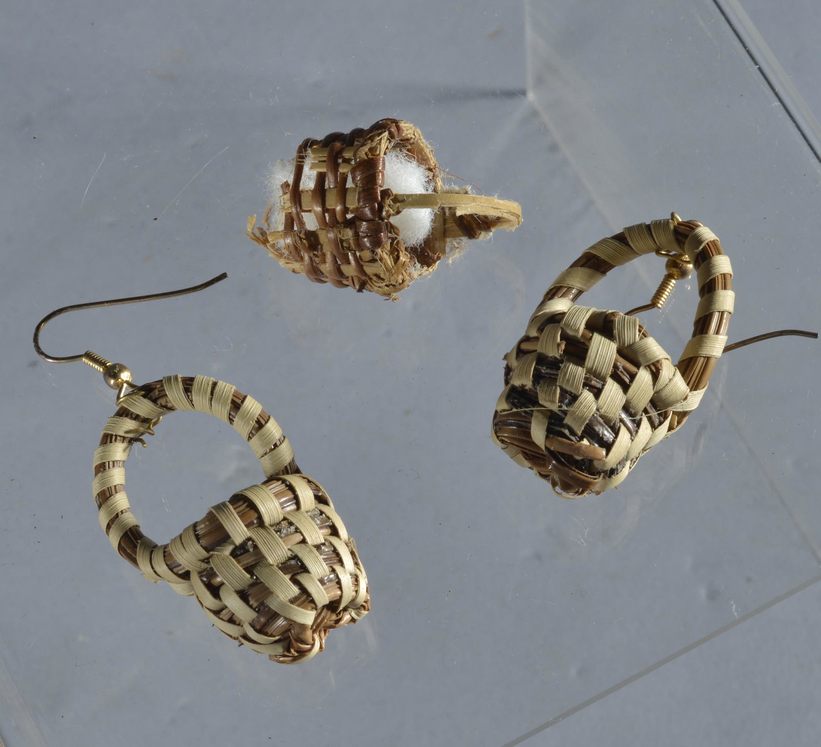 African American Miniature Basket Group: most likely made by Annabella, who was a noted sweet grass and pine needle basket maker in South Carolina- 1 1/2"