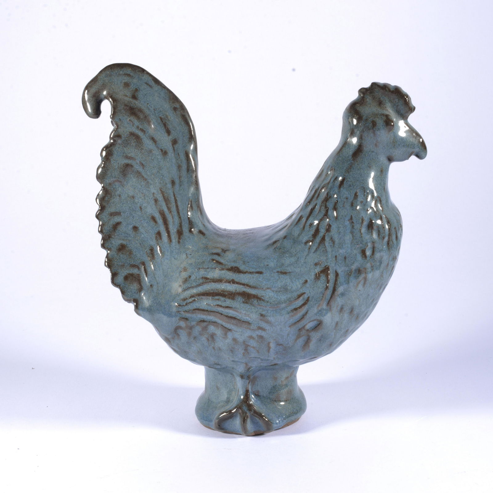 Charles Moore Folk Pottery RARE Chinese Blue Jugtown 1987 Rooster: Ron was an important supporter of Charles Moore and his work, both at Jugtown and then when he moved to his own shop circa 1998 across the street. The first year that Charles employed Chinese Blue, pe