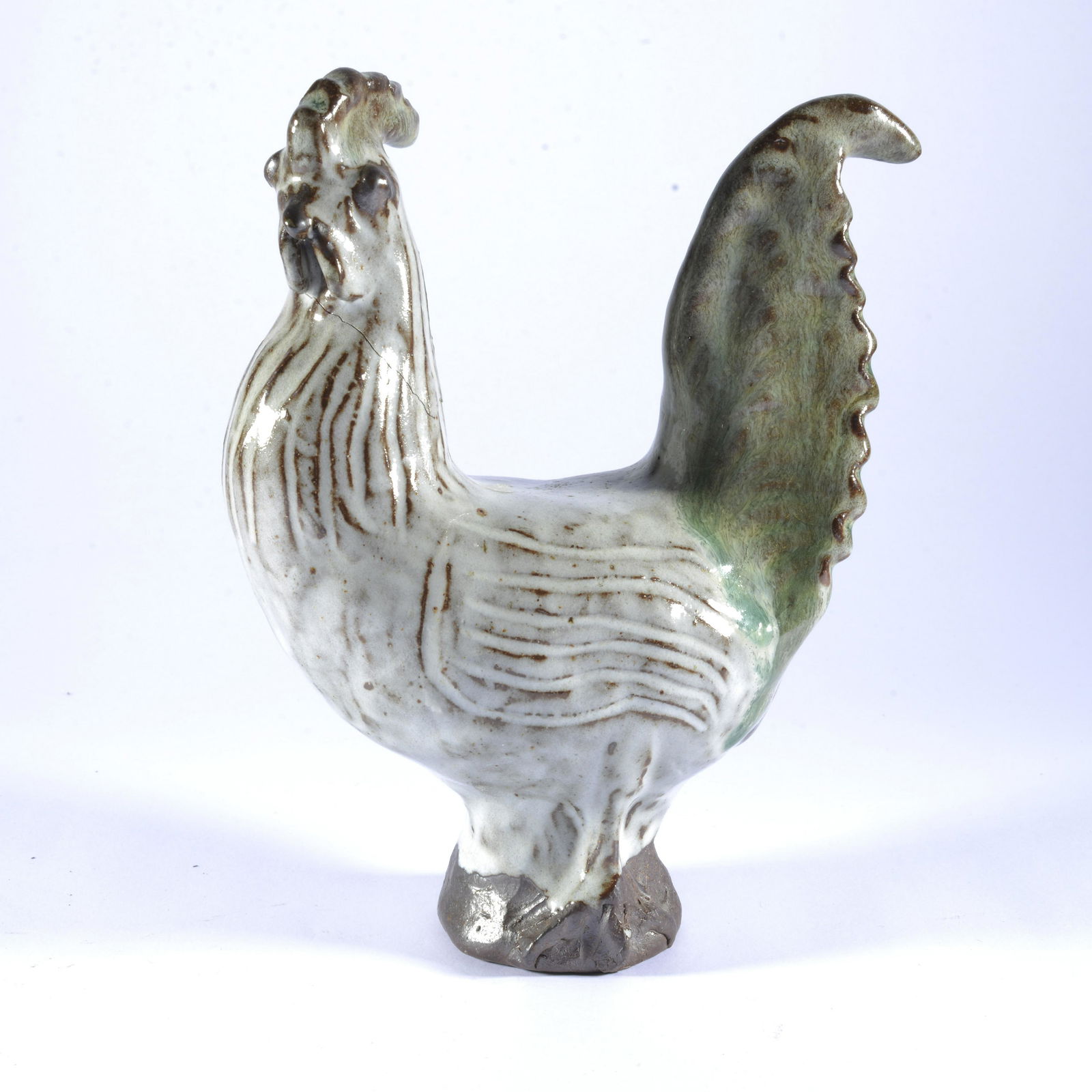 Charles Moore Double Dipped Rooster Figural @ Jugtown 2004: Occasionally Pam and Vernon Owens would ask Charles to make special figurals for Jugtown, post opening his own shop. He simply to walk across the street, but they were done for special occasions. This