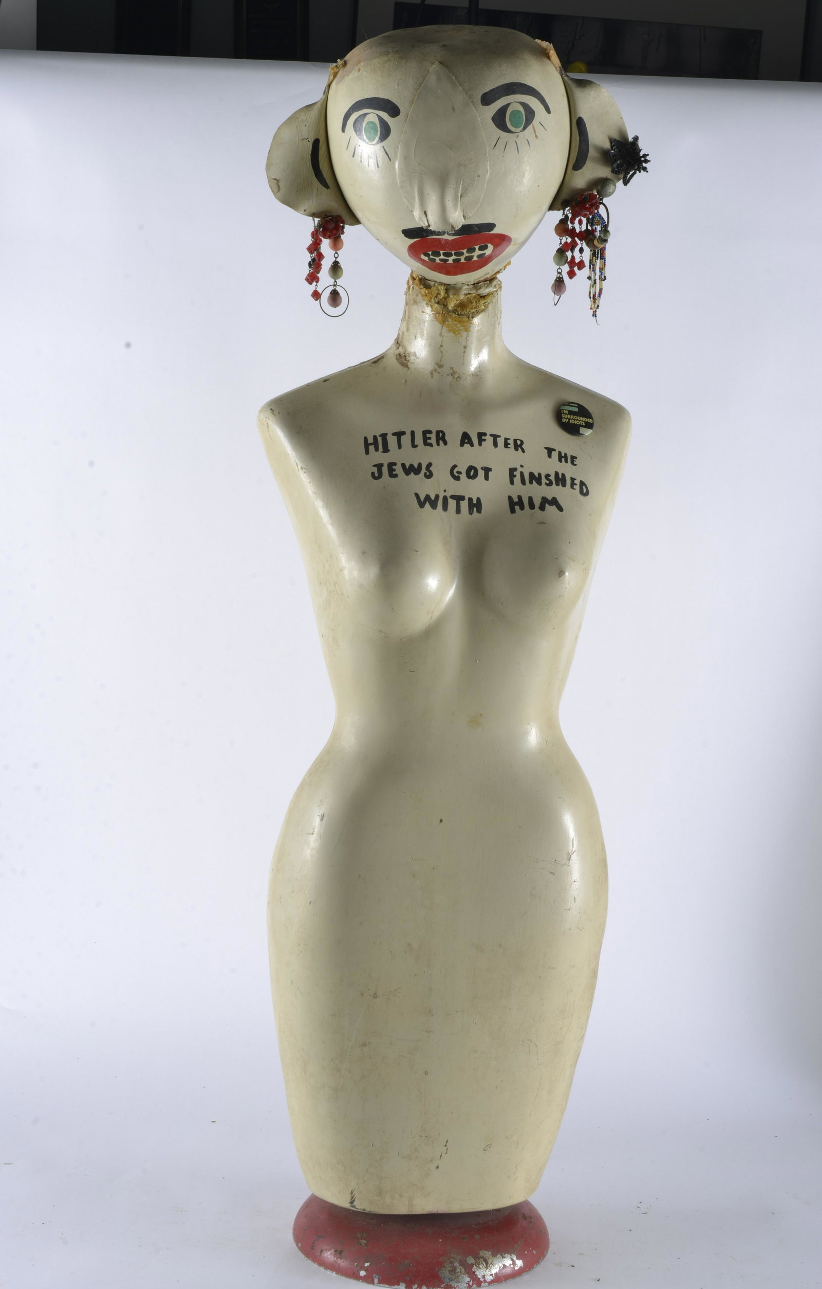 Benny Carter Environmental Sculpture: from Benny's original home environment. Mannequin body with painted gourd head. - 52"