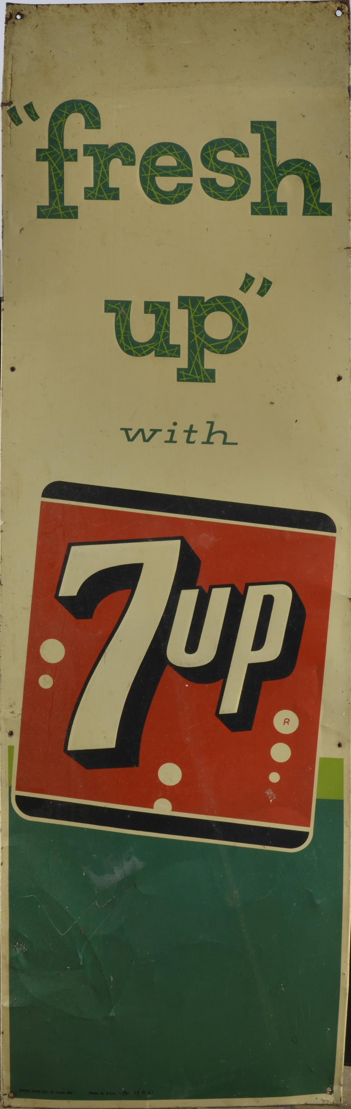Vintage Embossed 7up Advertising Sign (1 of 4)