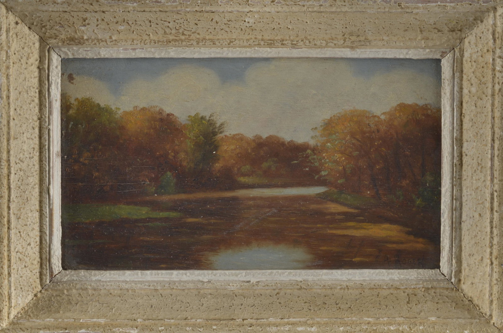 Signed American School Painting: paint on canvas framed to 12" x 8"