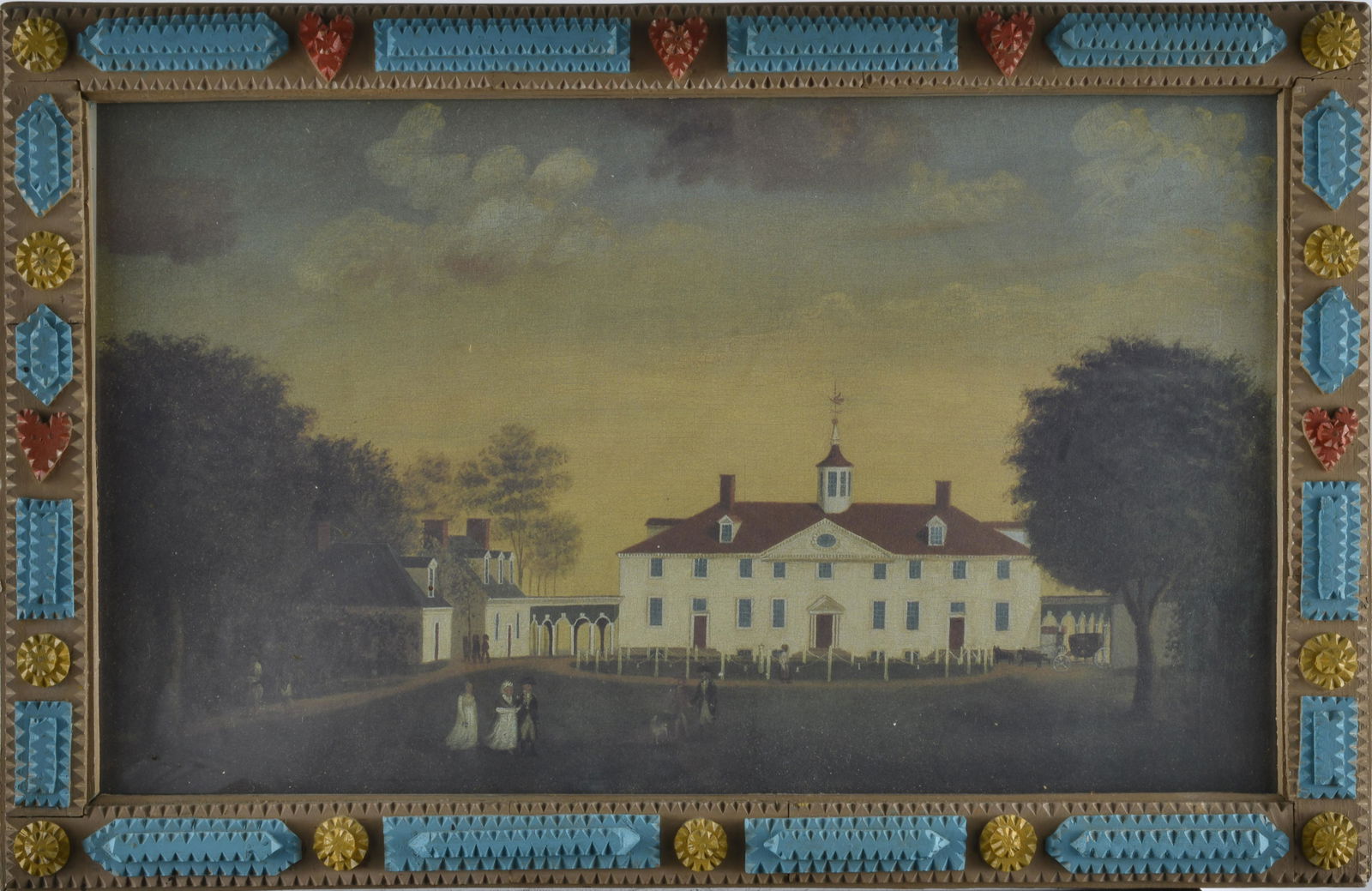 Folk Art Painted Tramp Art Frame (1 of 1)