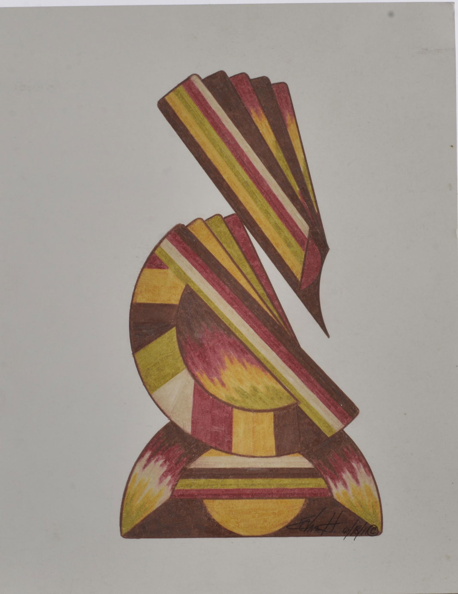 Edna M Hackett (b1972) Color Pencil on Paper MS Folk Artist: Edna Hackett, originally from Vicksburg, Mississippi, and now based in Yazoo City, MS, is a self-taught folk artist. She creates her unique works primarily with pencil drawing (as a stencil) and then