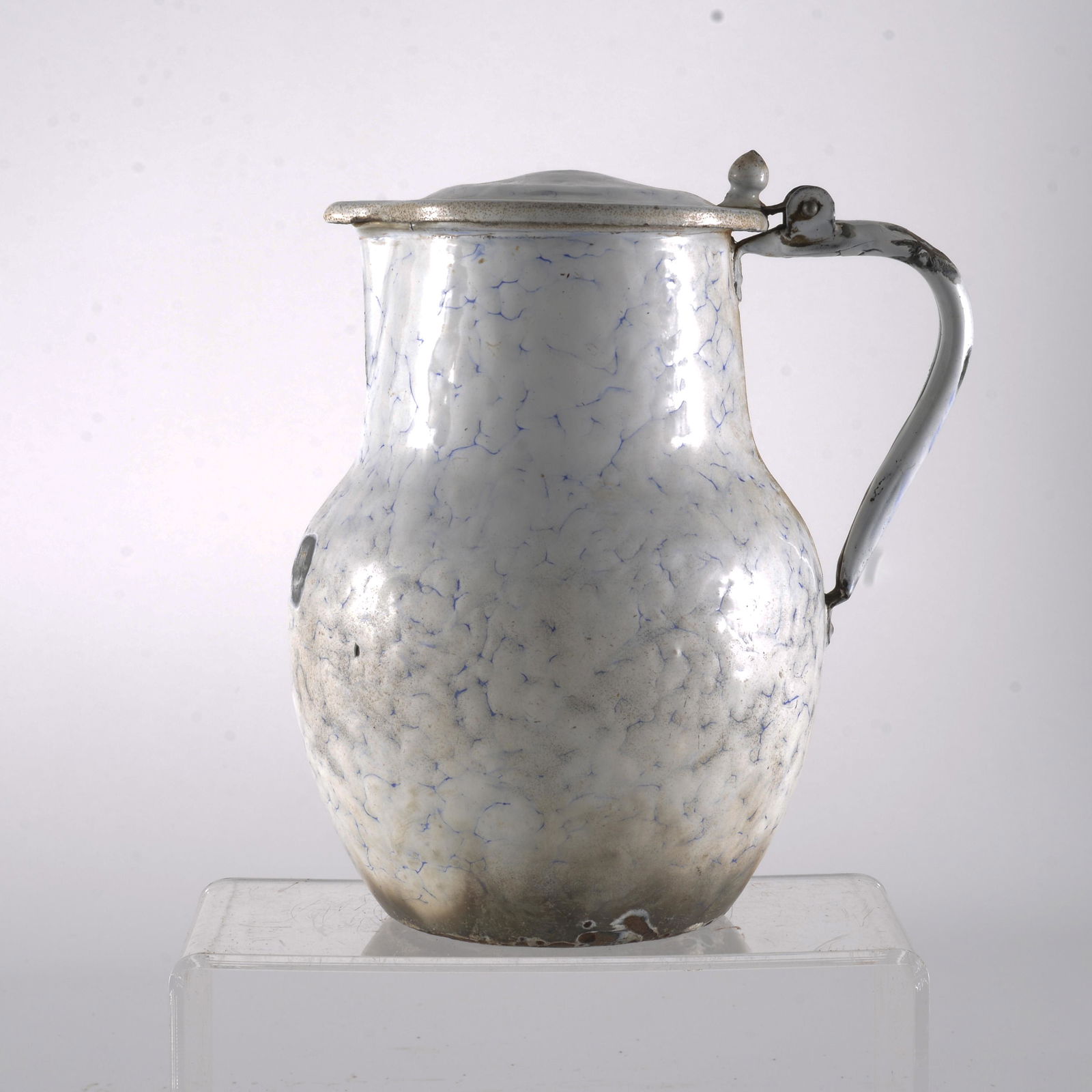 European White Snowflake Enamelware Syrup Pitcher- Rare (1 of 3)