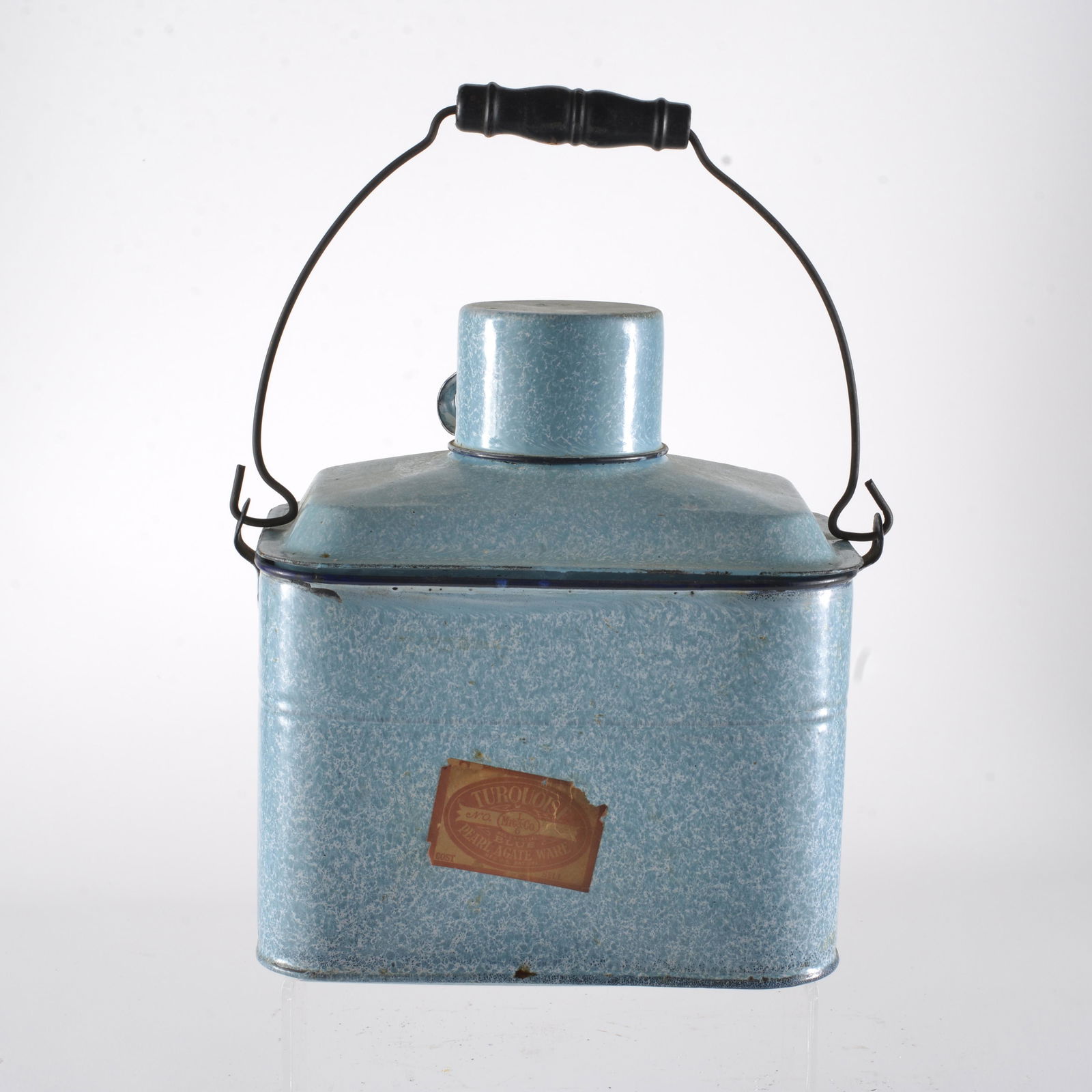 Turquoise Blue Pearlware Enamelware Lunch Box with Original Stickers (1 of 4)