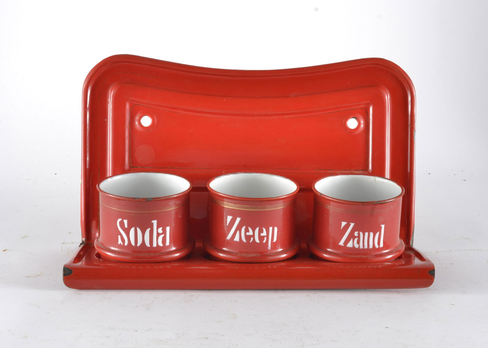 4 Piece Set Germany Red Enamelware Laundry Room  Rack and  Pot Set (1 of 4)