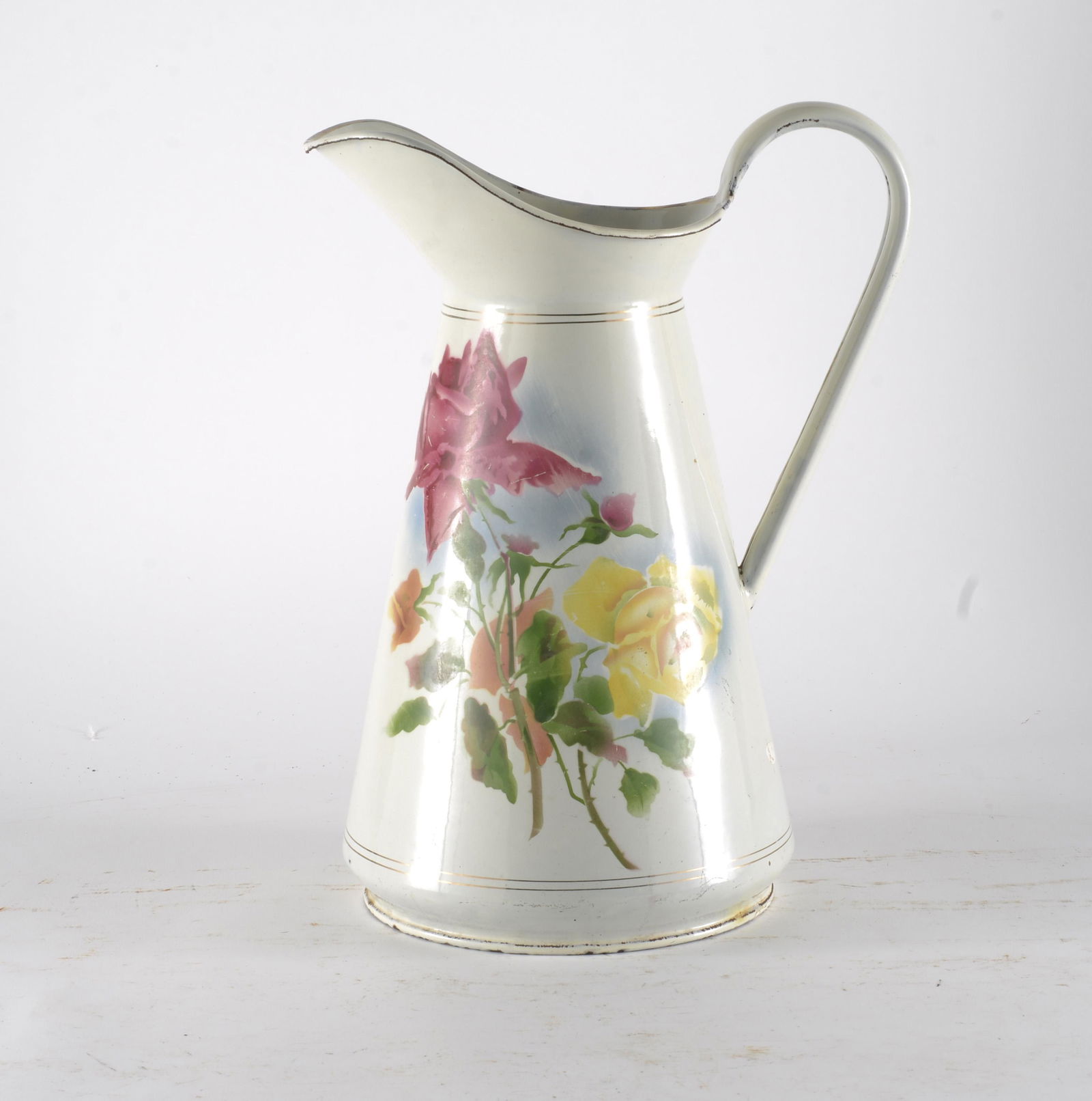 French Hand Painted Floral  Tanker Pitcher (1 of 4)