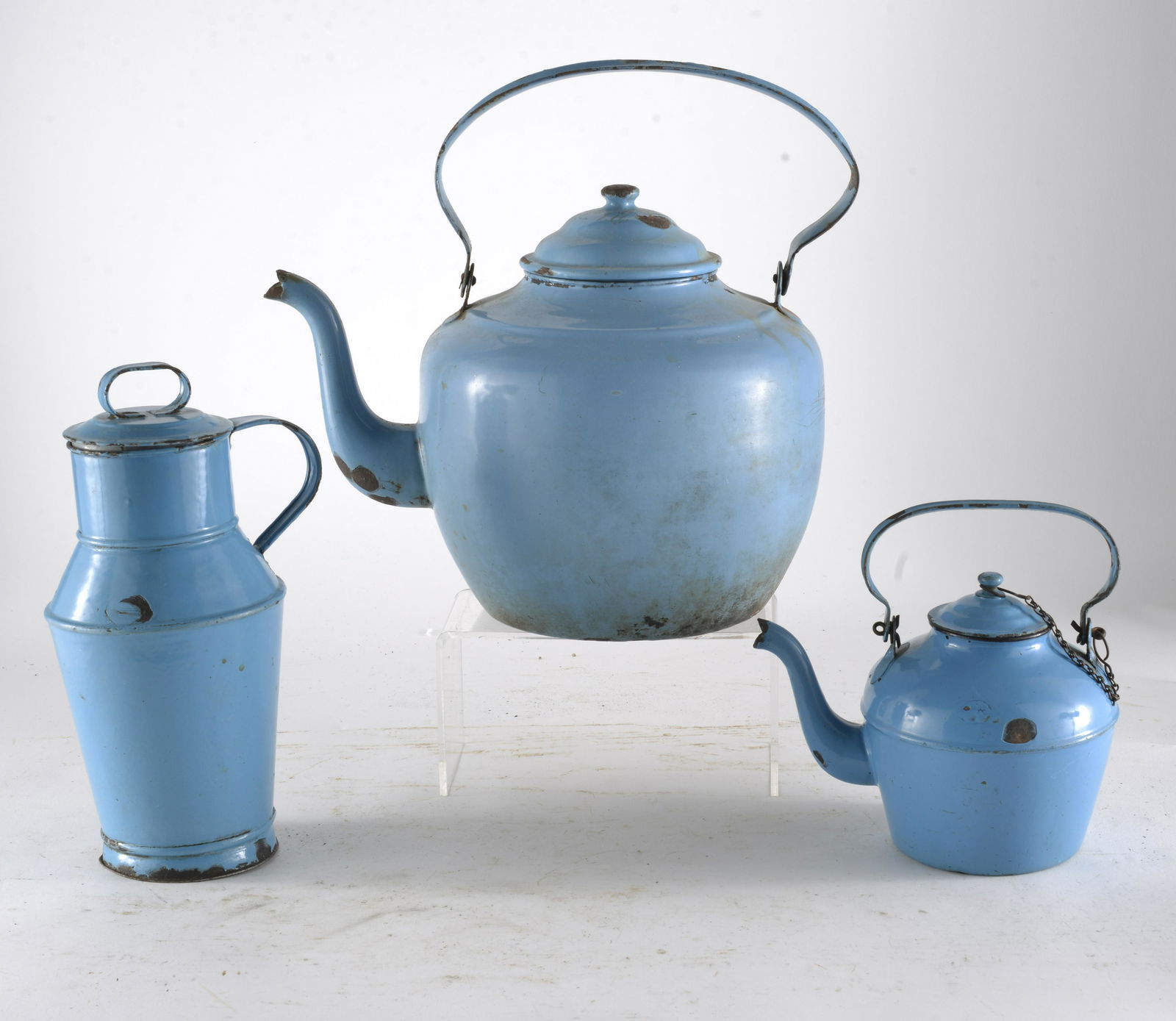 Three Piece Solid Blue European Enamelware Assorted Items (1 of 3)