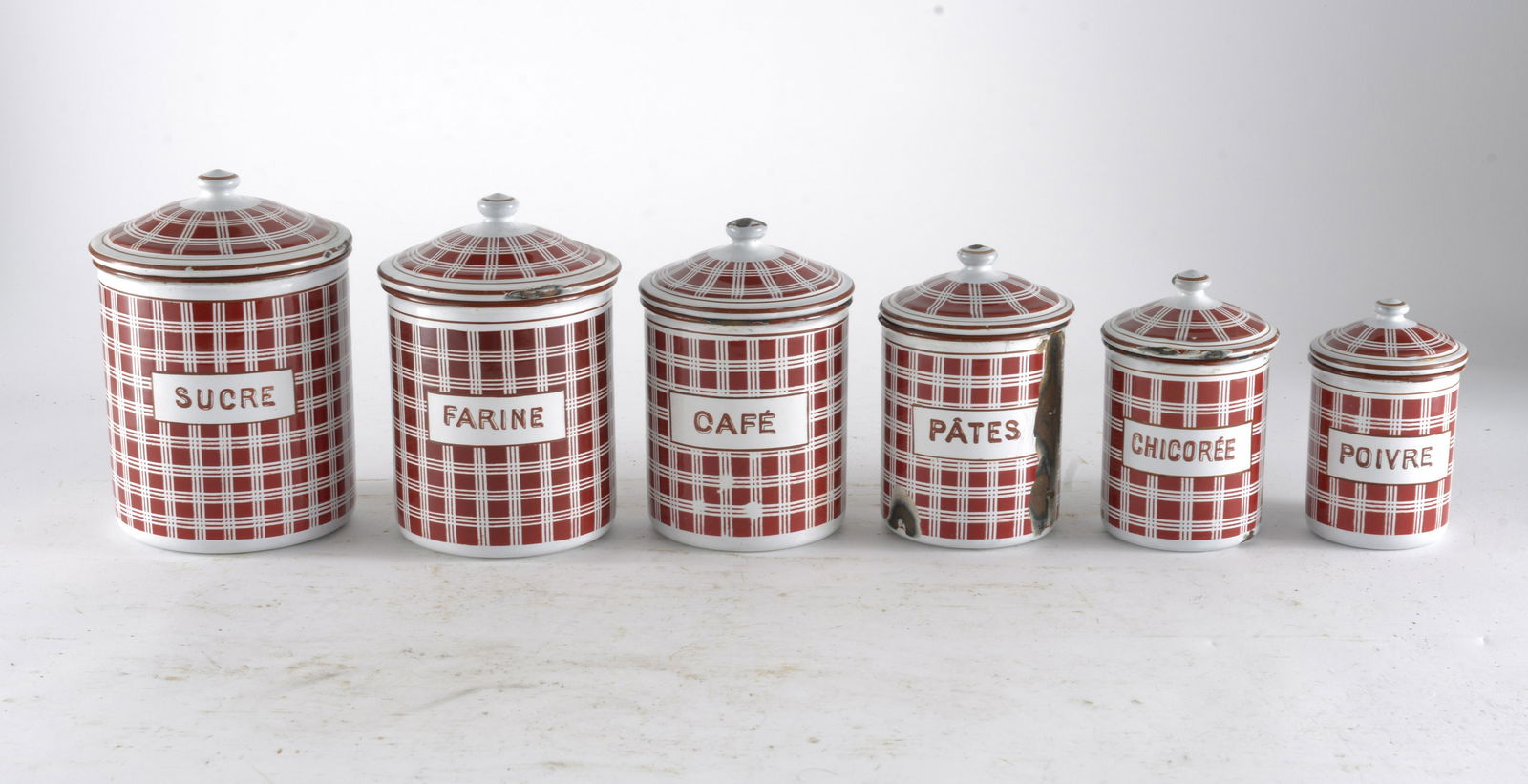 European Six Piece White & Red Graphic Design Cannister Set (1 of 4)