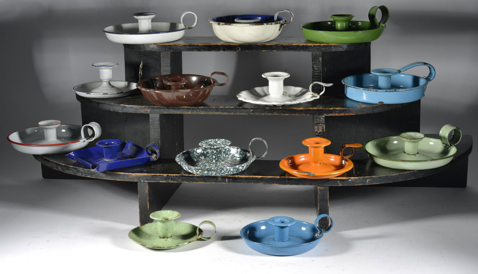 14 Various Colored Enamelware Candle Sticks (1 of 2)