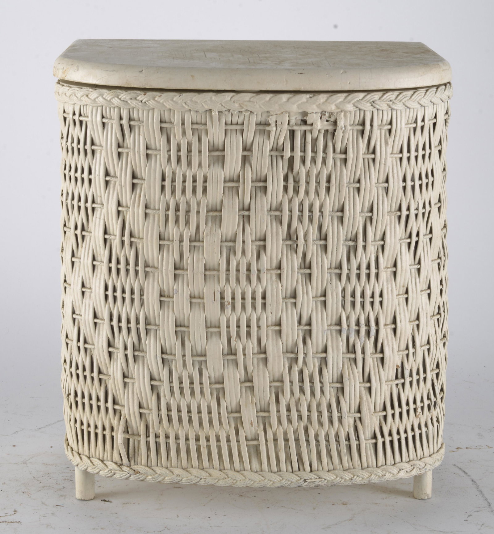 Childs Wicker Toy Clothes Hamper: good condition- see photos - 11" H