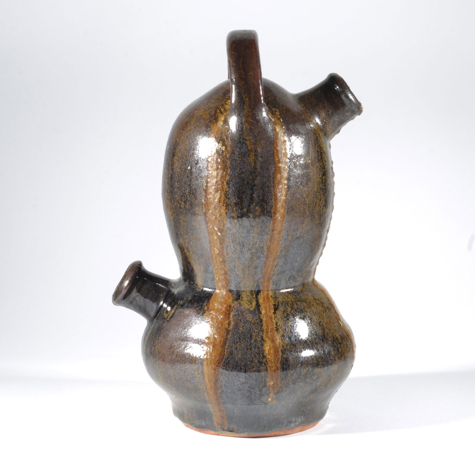 Walter Fleming Double Chamber Monkey Jug Catawba Valley Pottery NC (1 of 4)