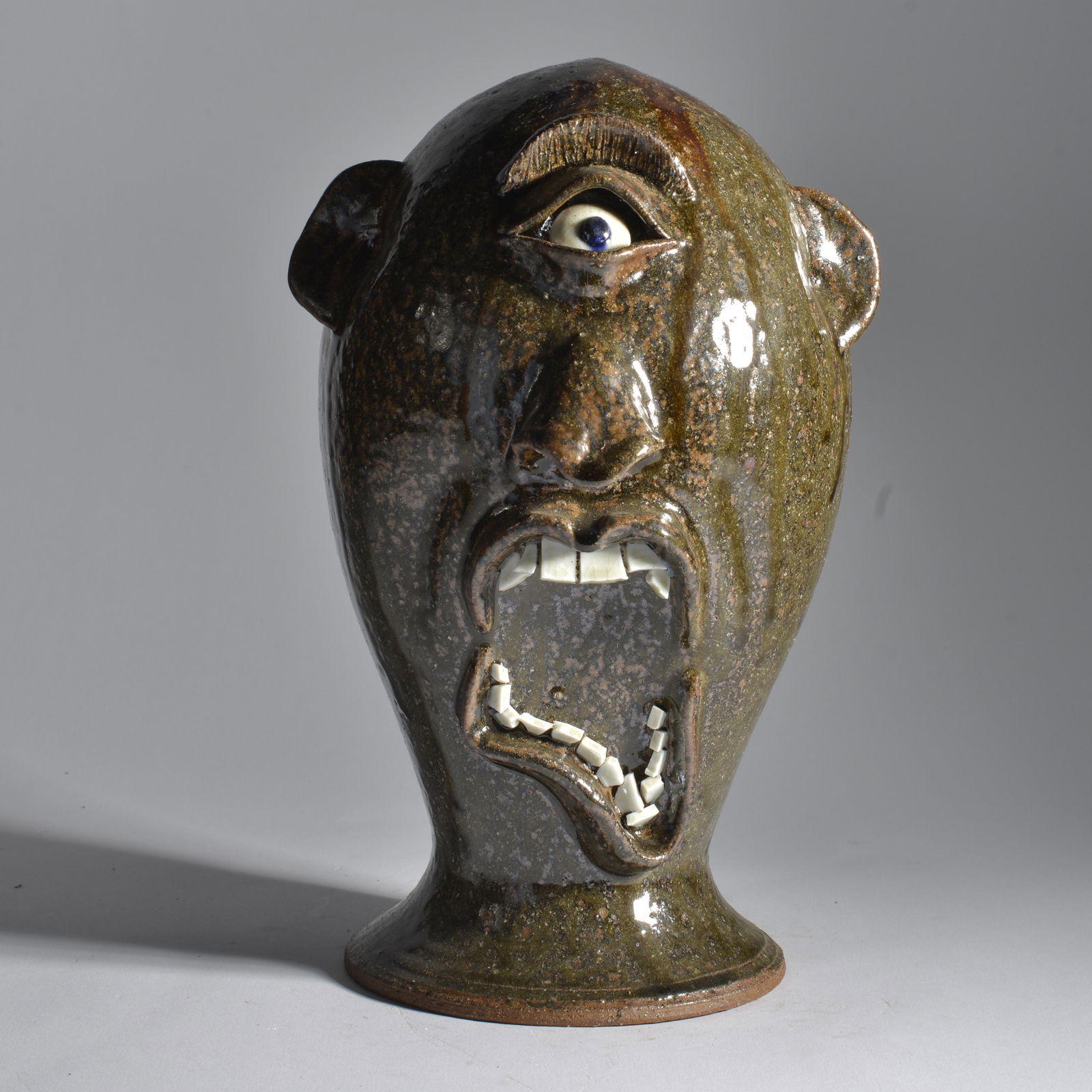 Jeff Young CYCLOPS Wig Stand Face Jug Catawba Valley NC Pottery (1 of 5)