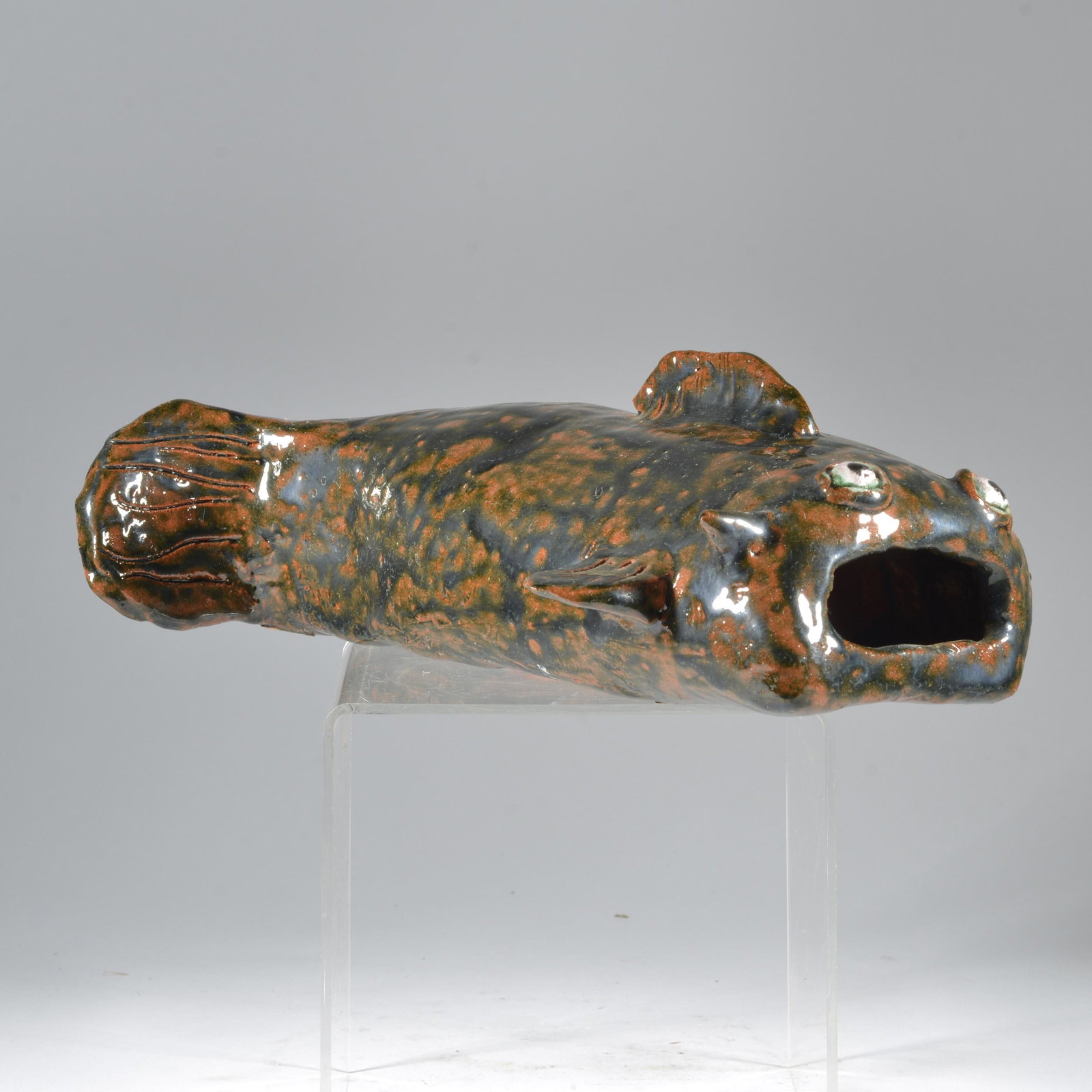 Larry Wilson Folk Pottery Catfish Folk GA Georgia: Initially we missed that the LW on 3 lots in the auction referred to beloved late potter Larry Wilson (he died in 2014). Every Labor Day he would travel to set up at the annual Hillsville VA show. And