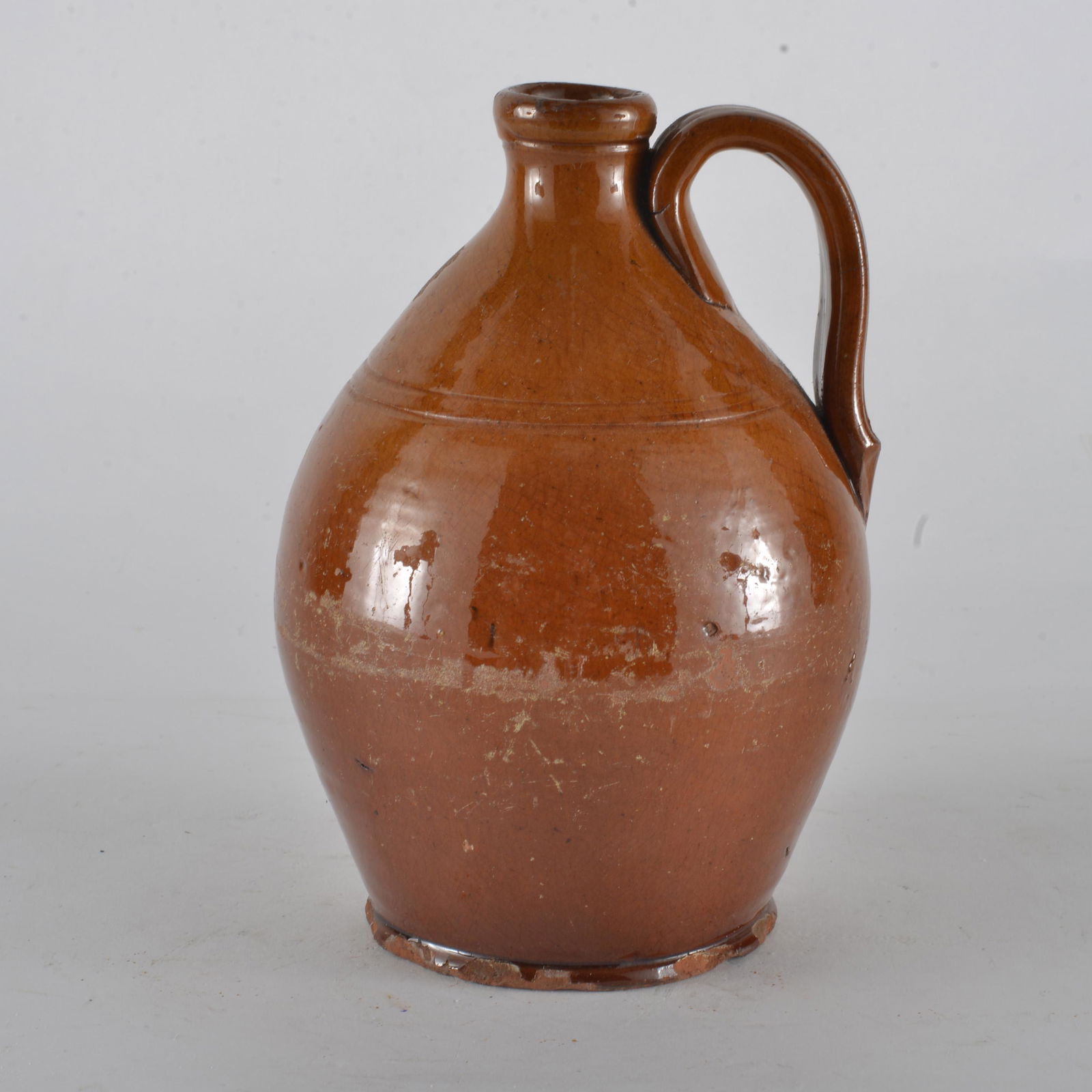Tennessee/North Carolina/VA 'Great Road' (attr) Redware Pottery Jug (1 of 6)