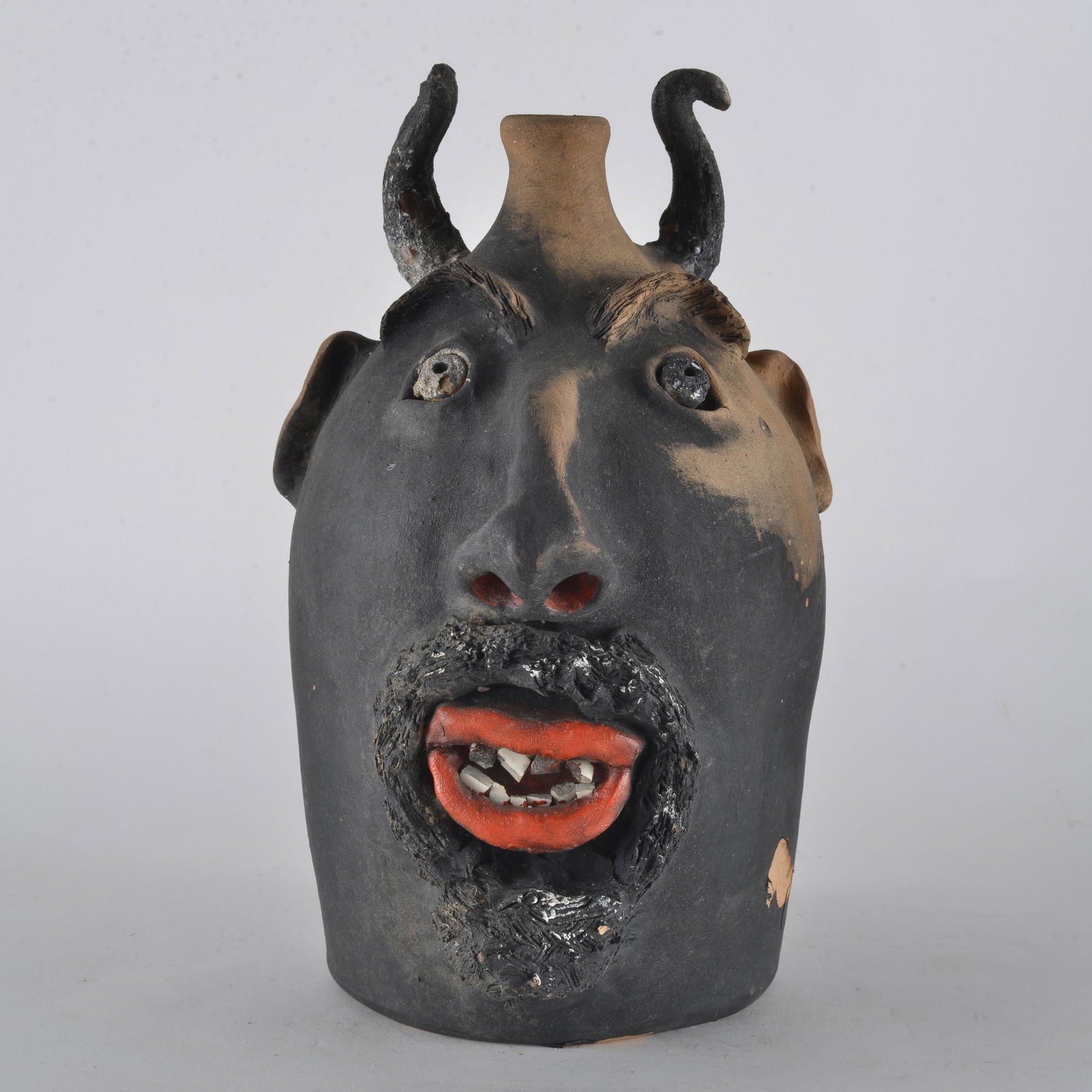 Charlie Brown (B1949) & wife Jeanette Pottery Devil Face Jug (1 of 6)