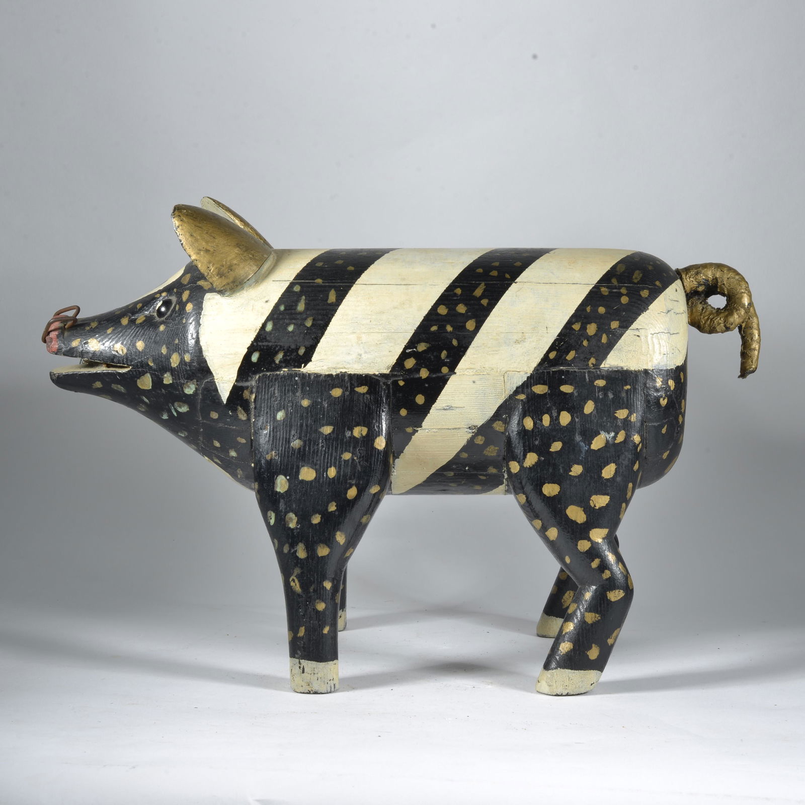 Anonymous Carved and Painted Pig (1 of 5)
