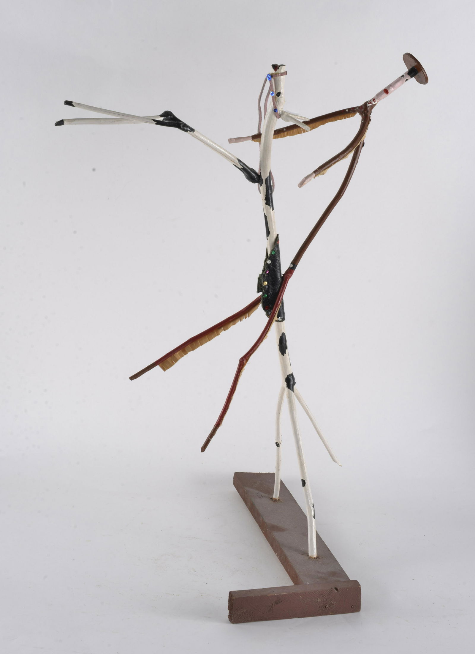Folk Art Twig Sculpture Horse & Rider (1 of 3)