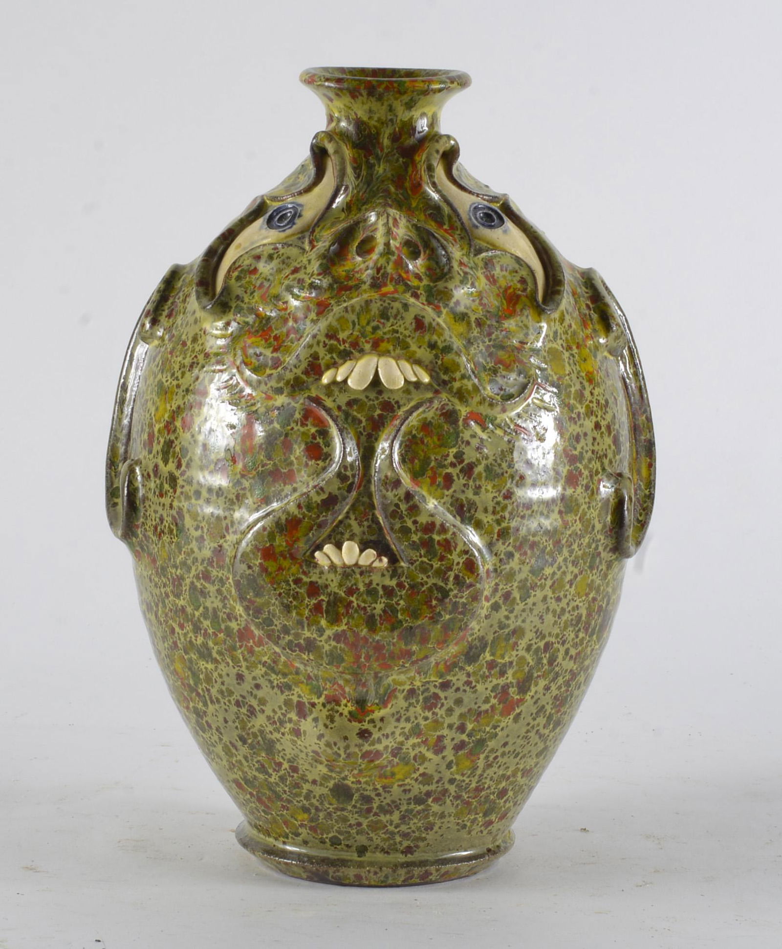 Roger Corn (B1957-) Mottled Multicolor 2011 Face Jug (1 of 4)