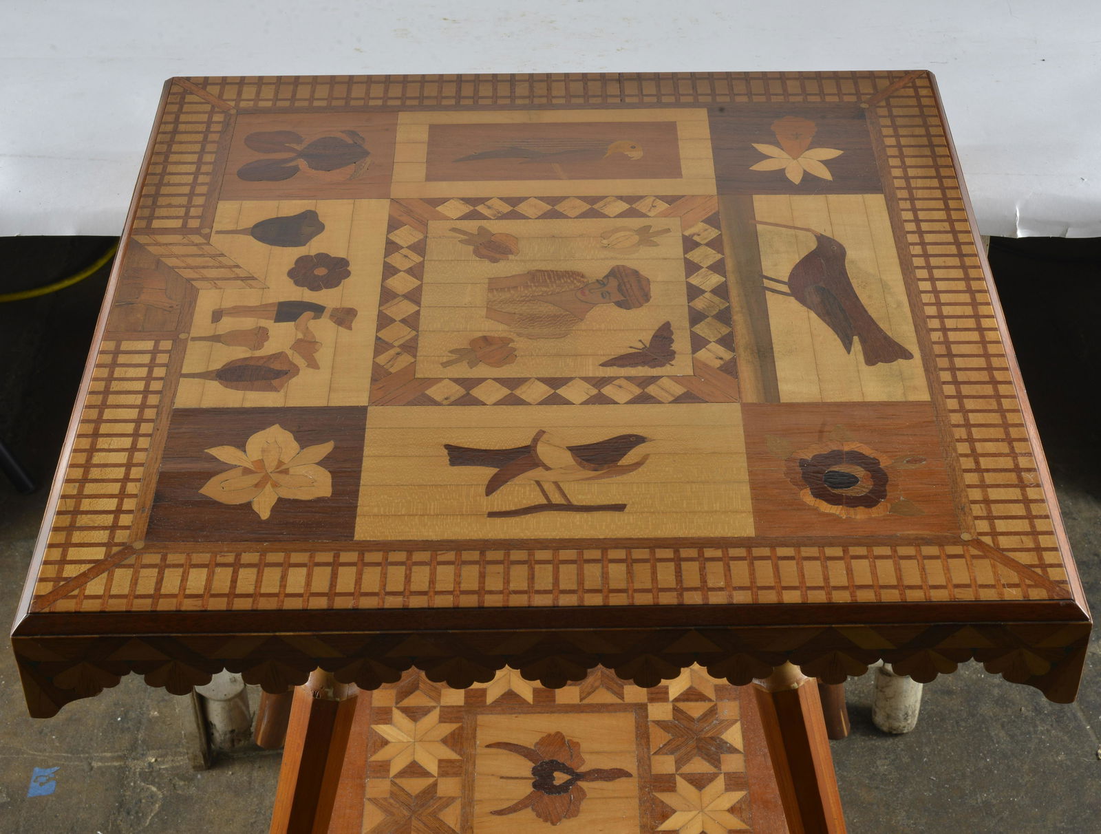 Folk Art Marquitry Side Table (1 of 3)