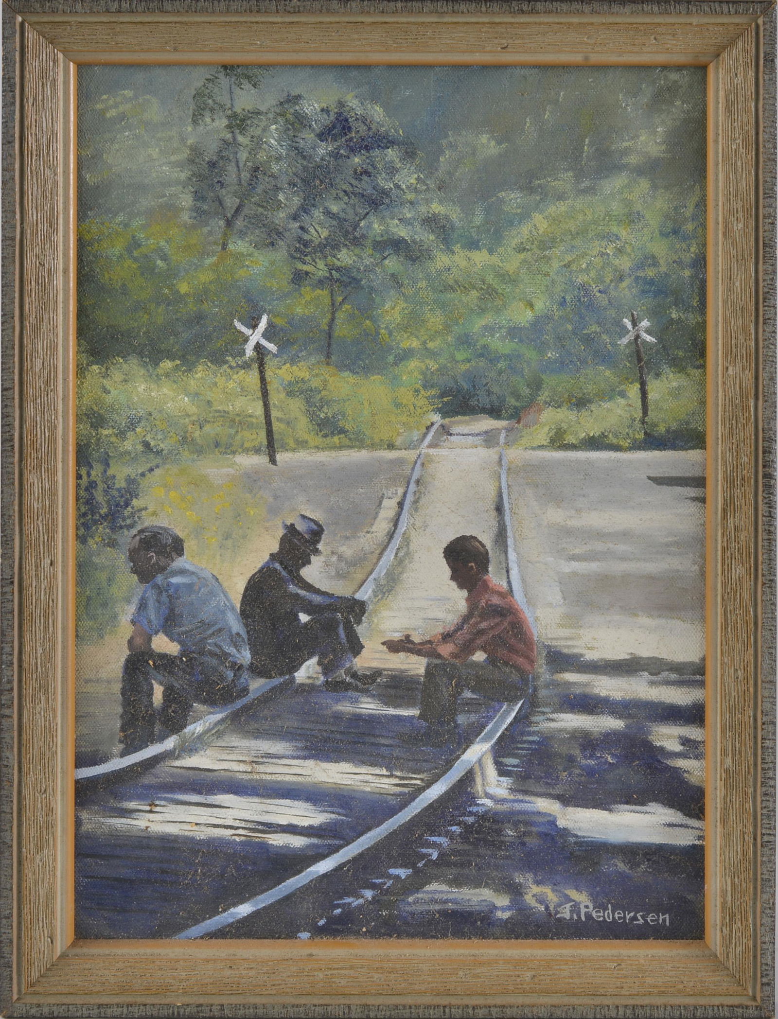 J Pedersen Painting: paint on canvas, framed. Signed lower right 11 3/4" x 15-3/4"