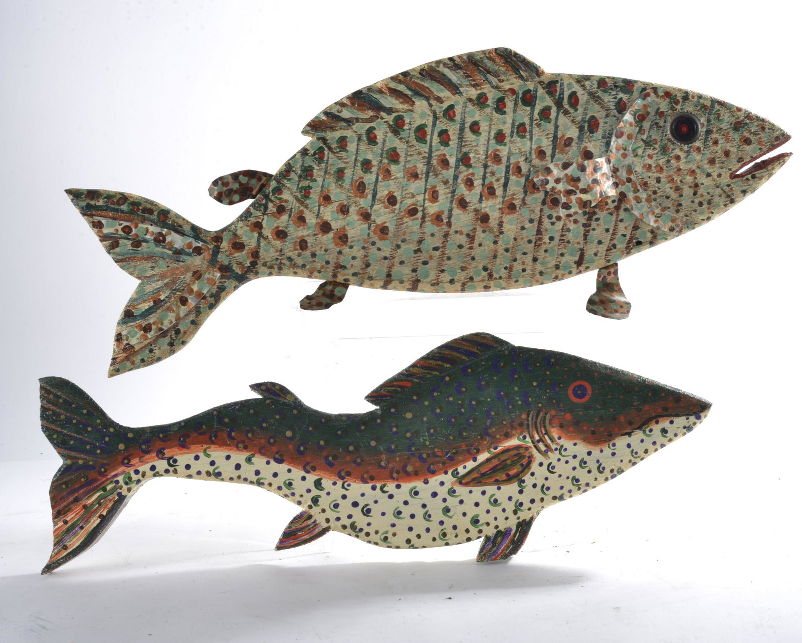 Jean Ellis Folk Art Wooden Fish (pair) (1 of 2)