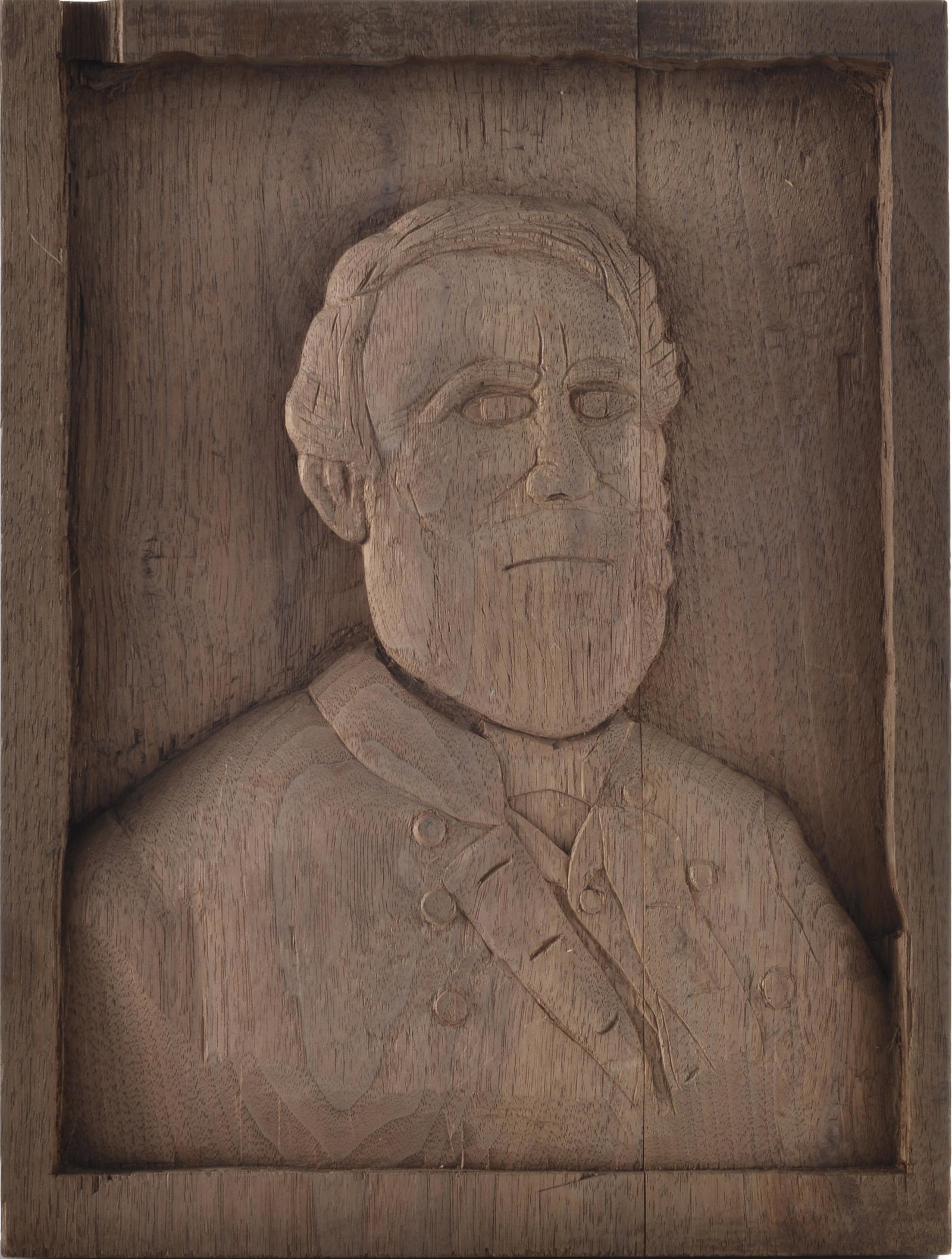 Folk Art Carving of General Lee: carved wood plaque. Not signed. Ca. 1980