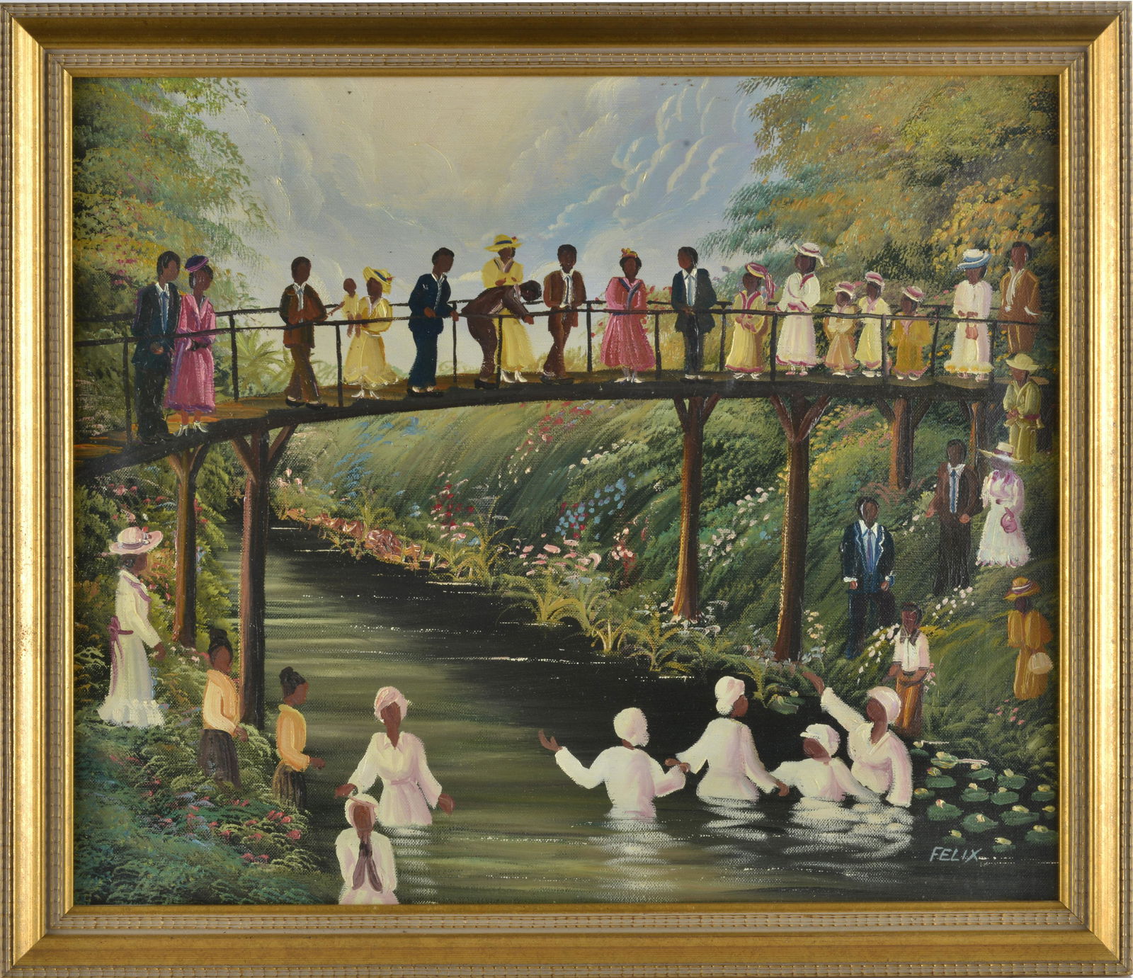 African American Oil Painting signed Felix: paint on canvas, signed lower right. Framed.