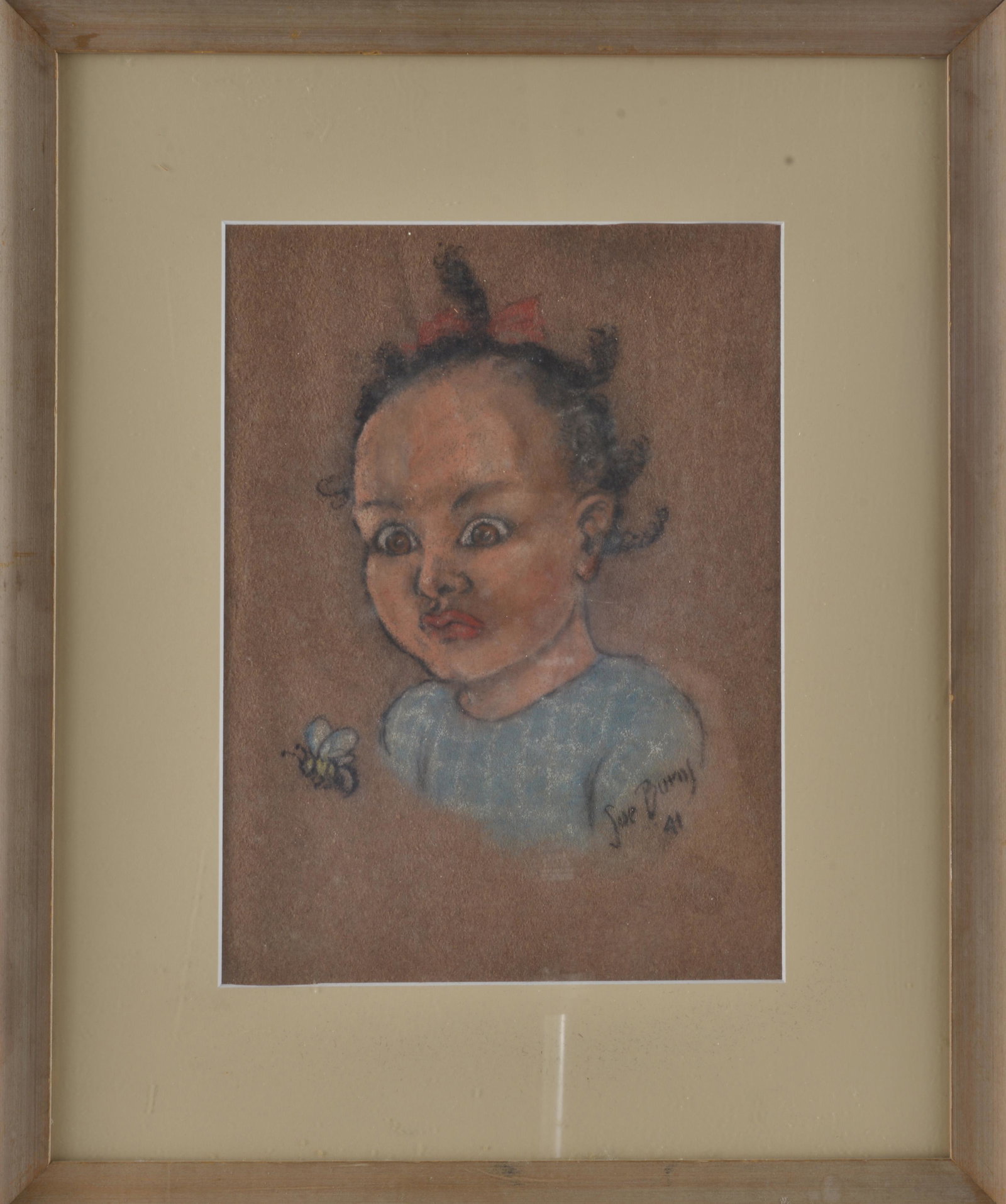 1941 pastel Black American: signed Sue Burns, dated. Framed. Total height 16"