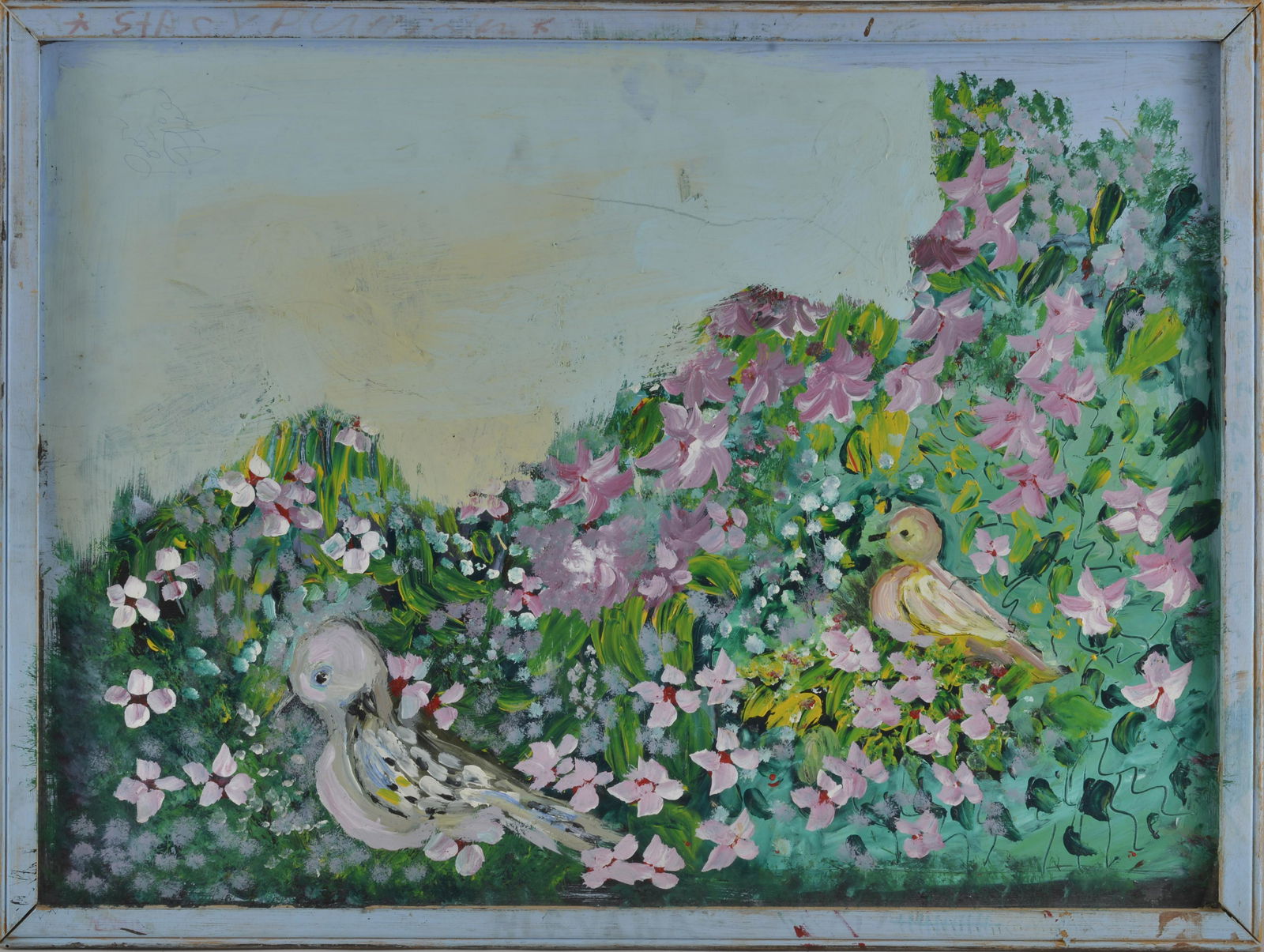 Phyllis Long (Po Phil) Painting: paint on masonite board. Not signed. 18"