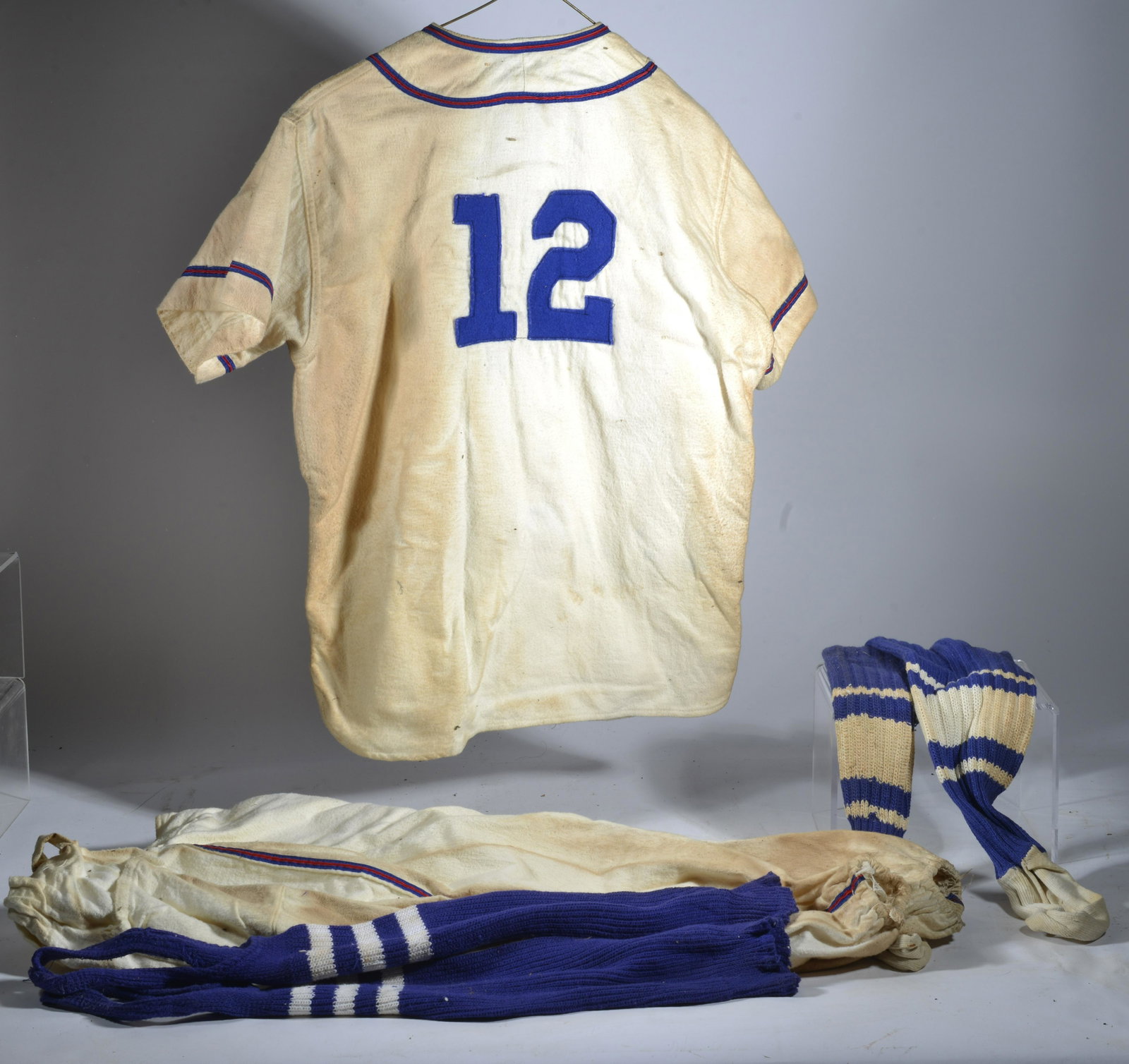 Vintage Baseball Uniform: ca. 1940 Virginia Baseball uniform. Wear and tear.