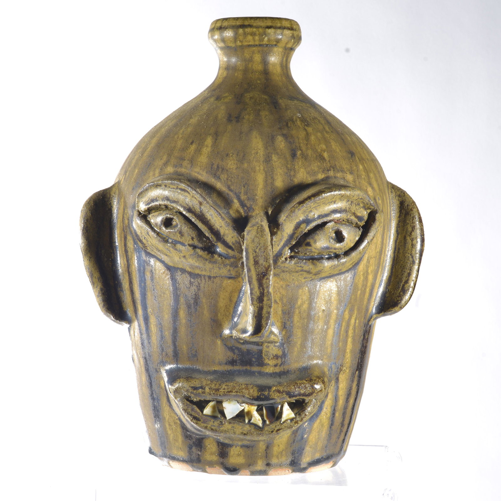 Alkiline Face Jug: signed on bottom Larryâ€¦ 11"