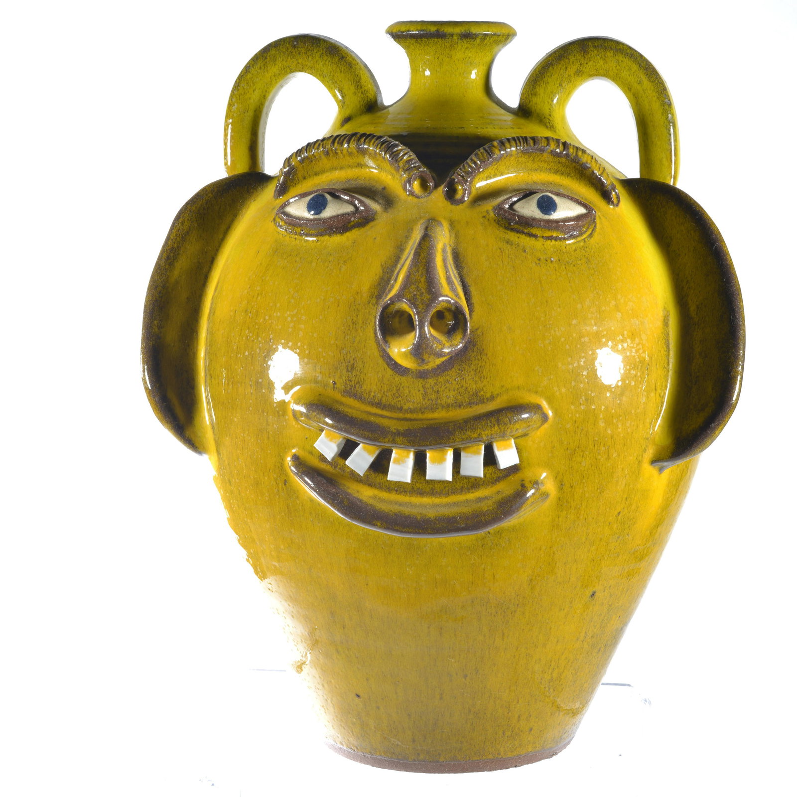 AV Smith Face Jug (yellow glaze) (1 of 5)