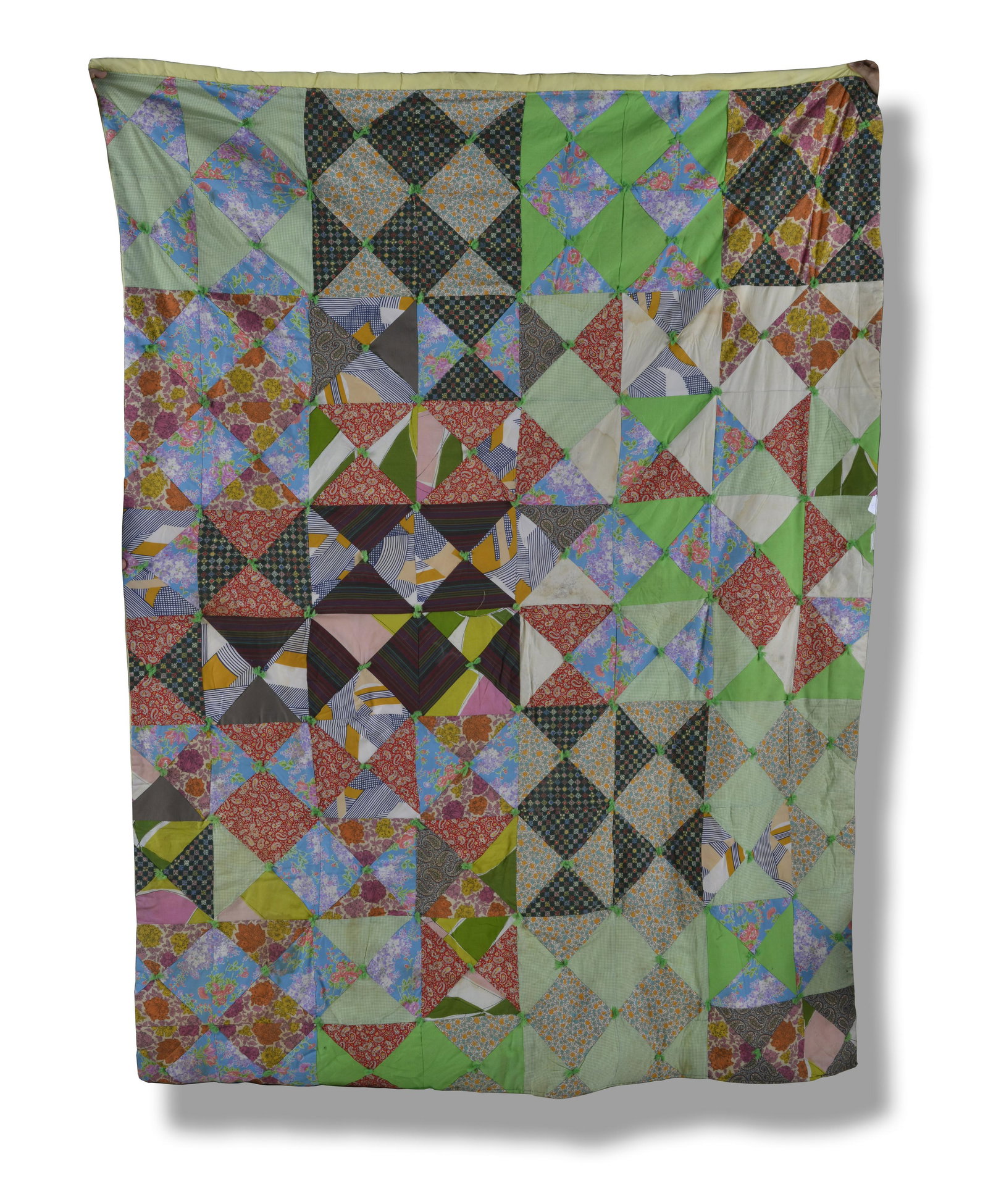 African American Quilt with Provenance: direct from an African American estate in Durham, NC bought from the granddaughter of the maker. Colorful patch quilt in good condition.