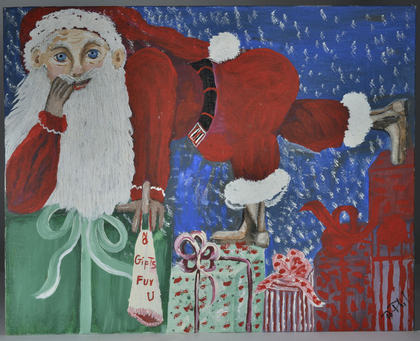 Phyllis Long "Po Phil" Painting: paint on artist canvas board. Signed on back