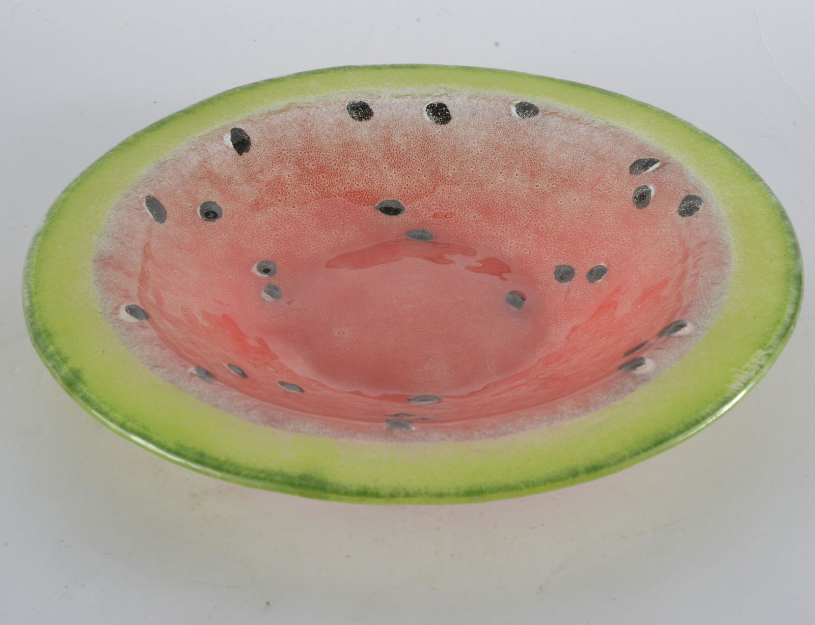 Blown Glass Watermelon Bowl: hand made. Artist name coming soon