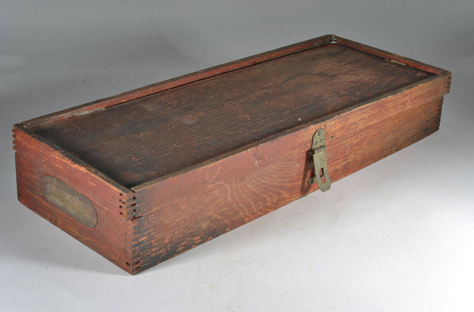 Red Painted Antique Toy Box (1 of 3)