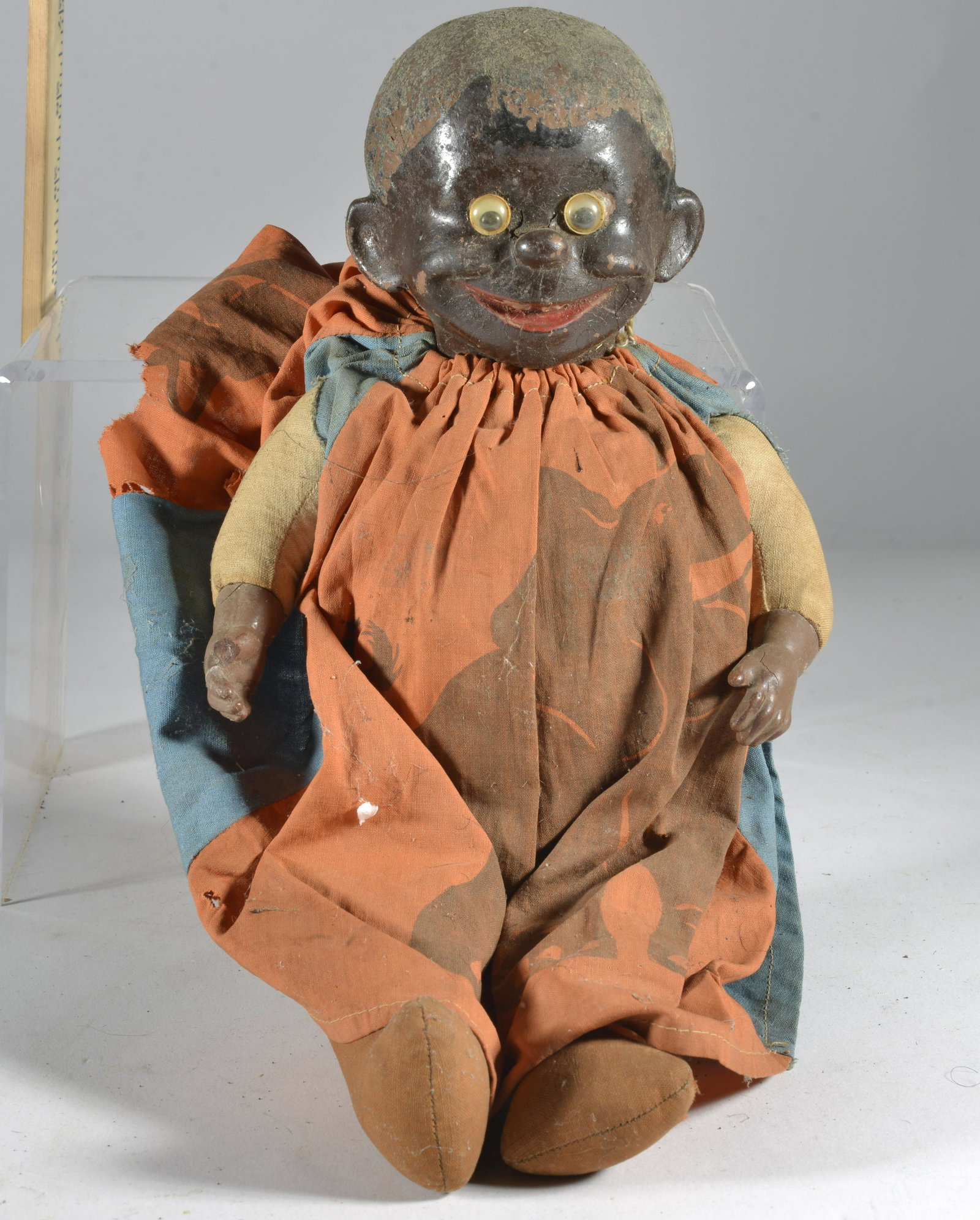 African American Doll: antique doll. African American. From the Bill Jones Collection. Avg height 10" all dolls have wear see photos for details.