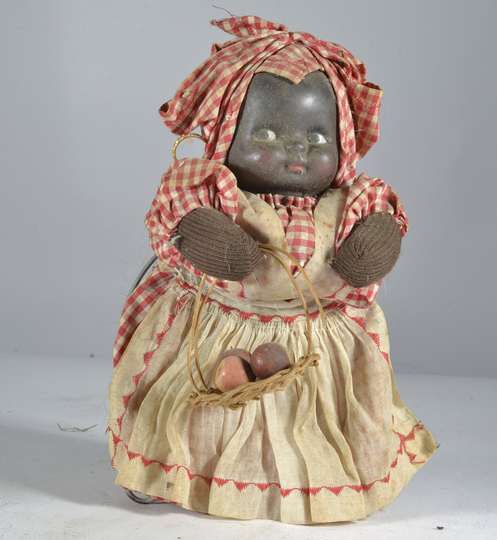 African American Doll: antique doll. African American. From the Bill Jones Collection. Avg height 10" all dolls have wear see photos for details.